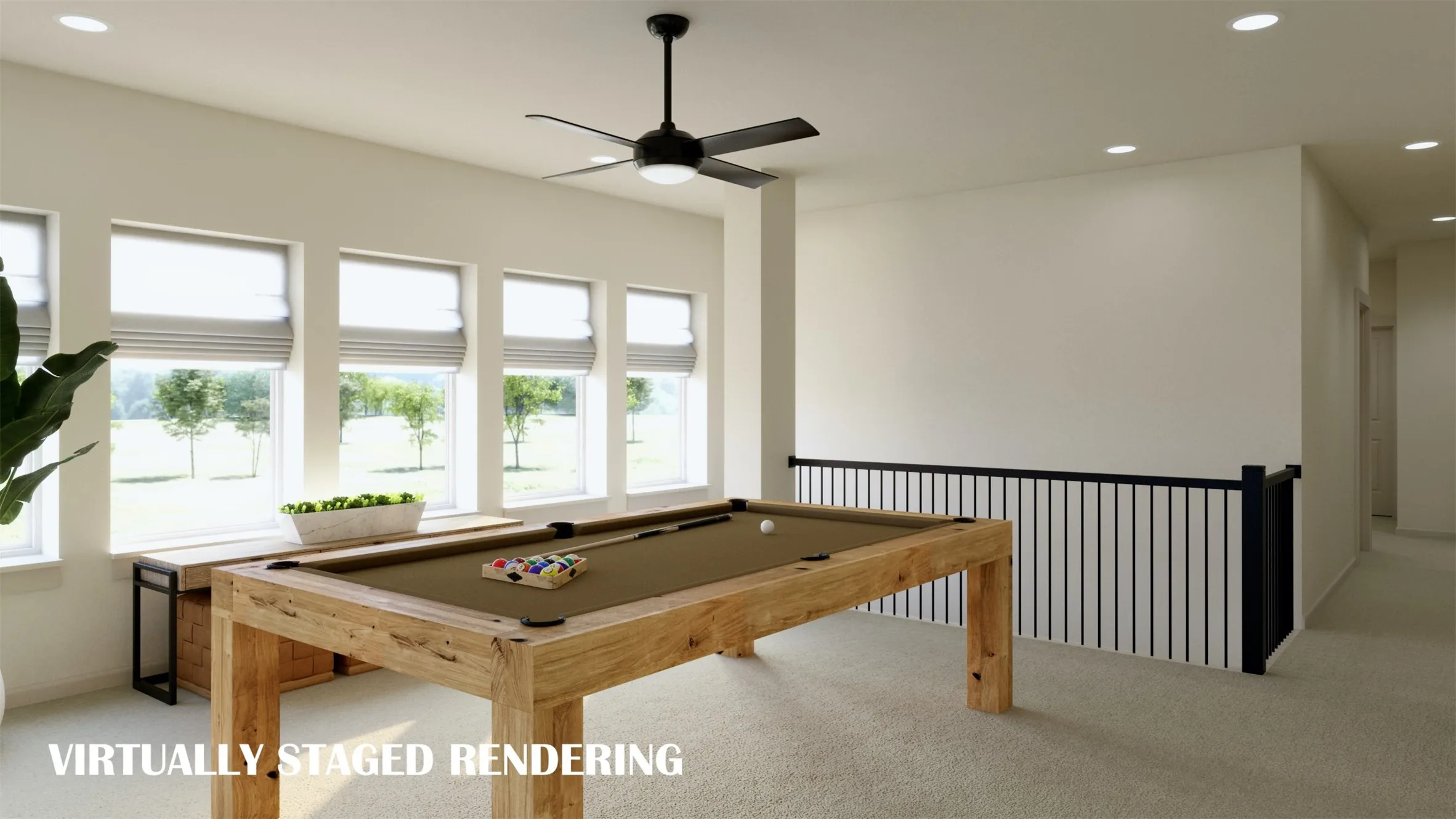 This light filled game room is the perfect place to great family fun time!  VIRTUALLY STAGED RENDERING