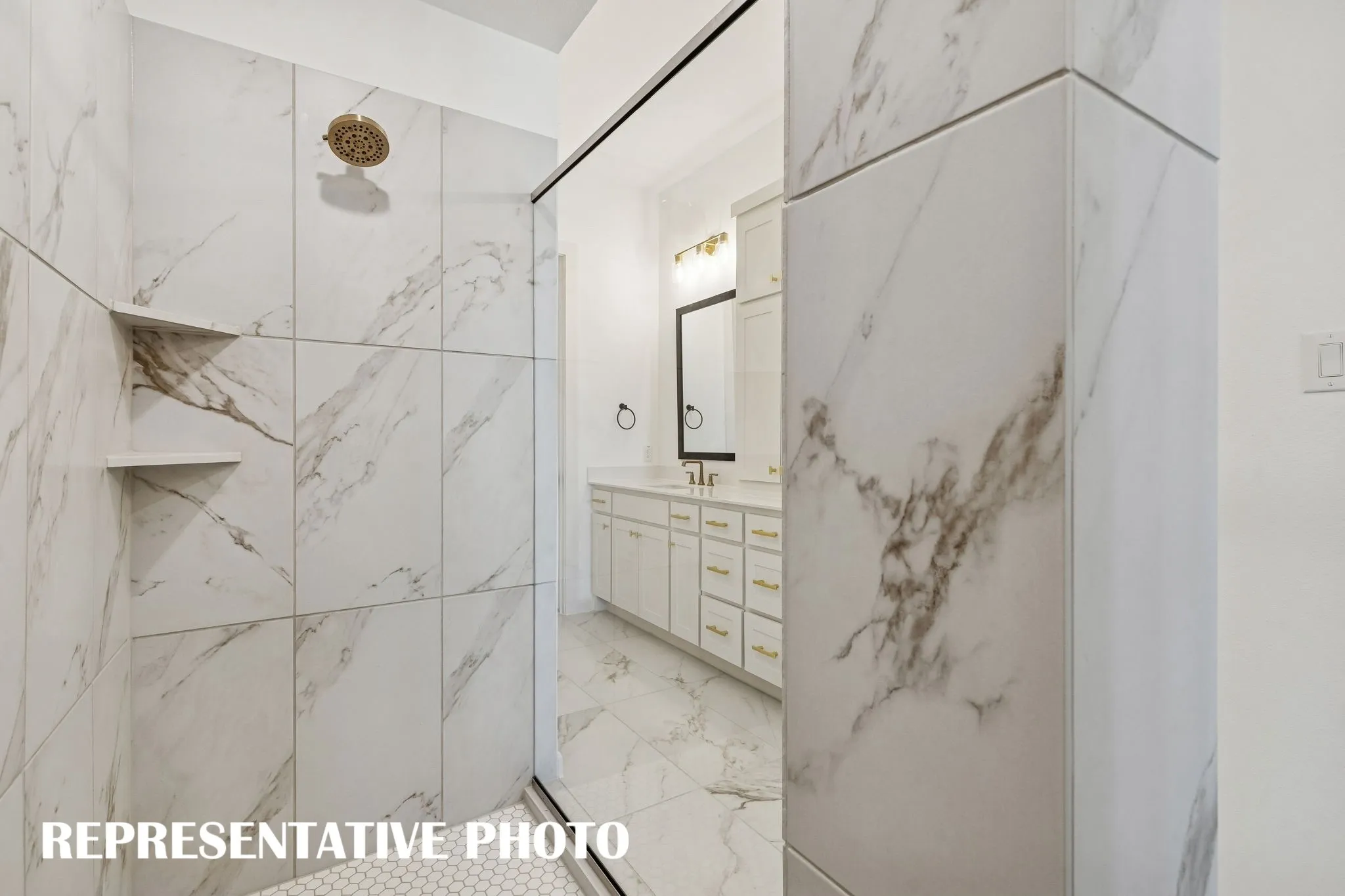 The walk in shower in this dream bath provides a spa like experience every day.REPRESENTATIVE PHOTO