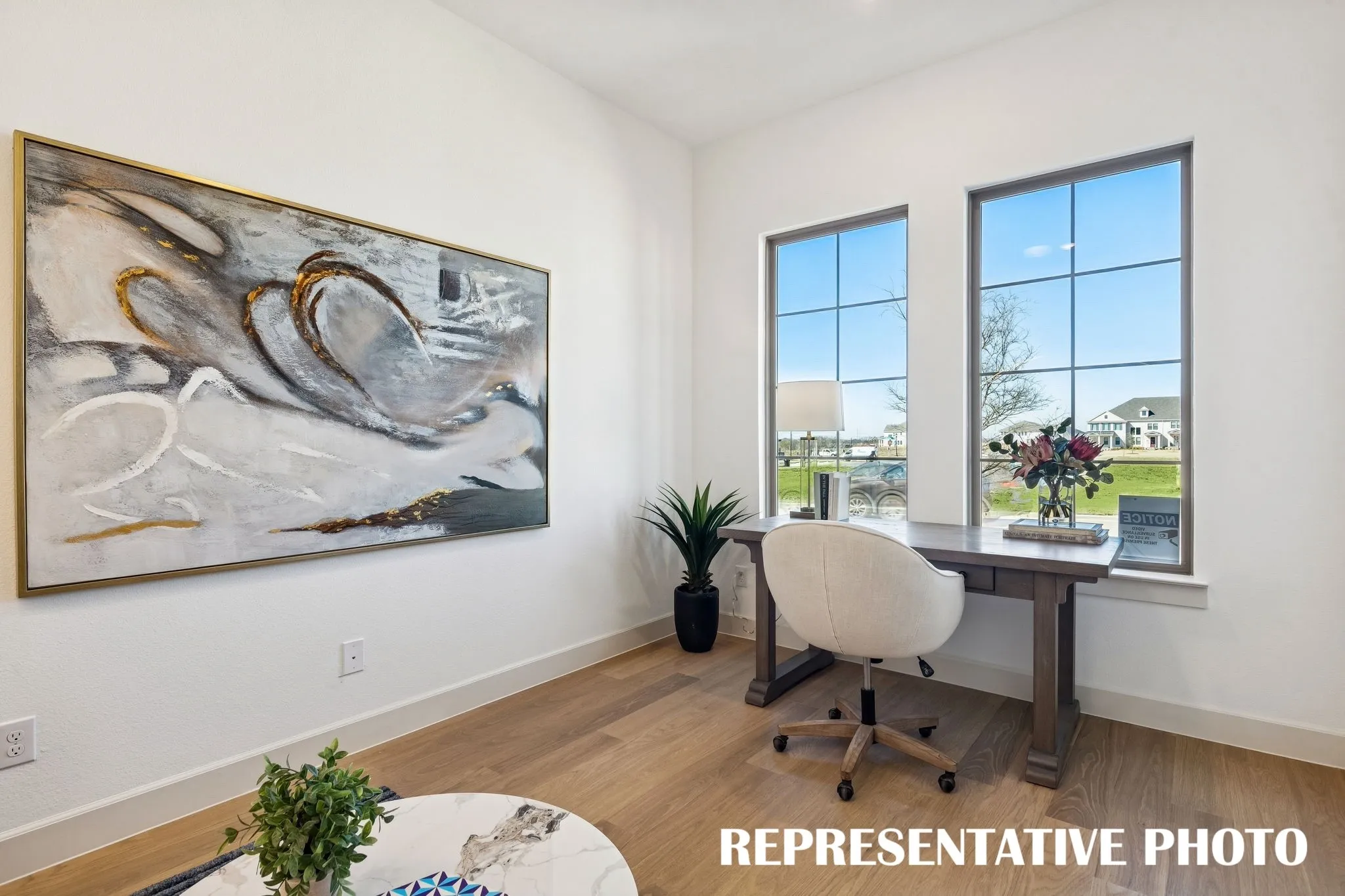 The professional working from home will appreciate this private, light filled home office.REPRESENTATIVE PHOTO
