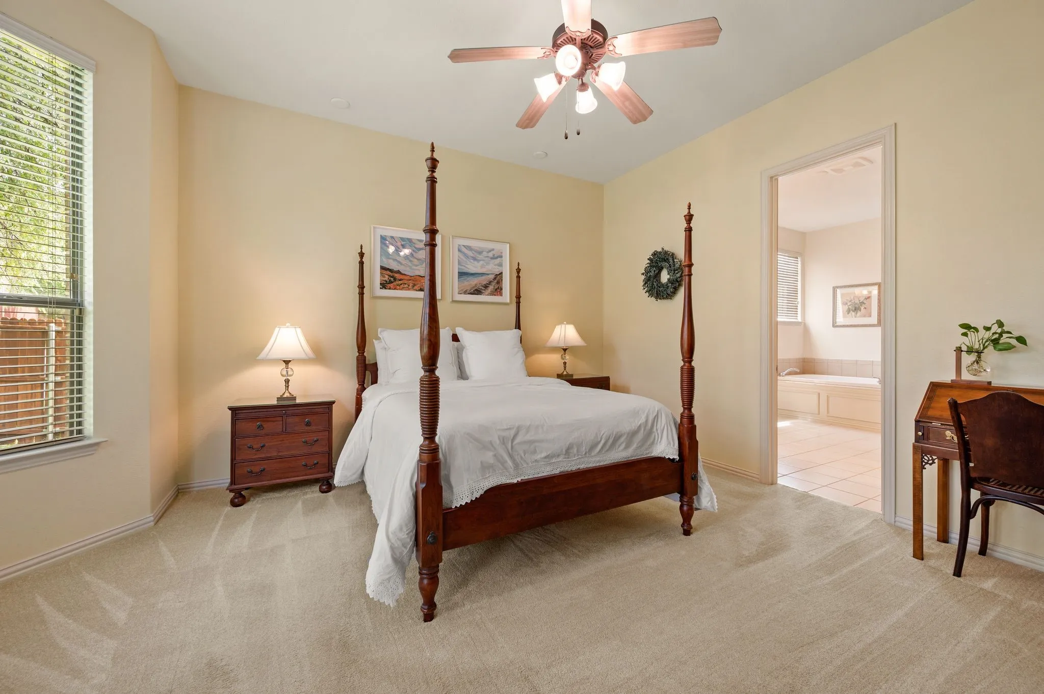 Neutral-toned walls and carpeted flooring