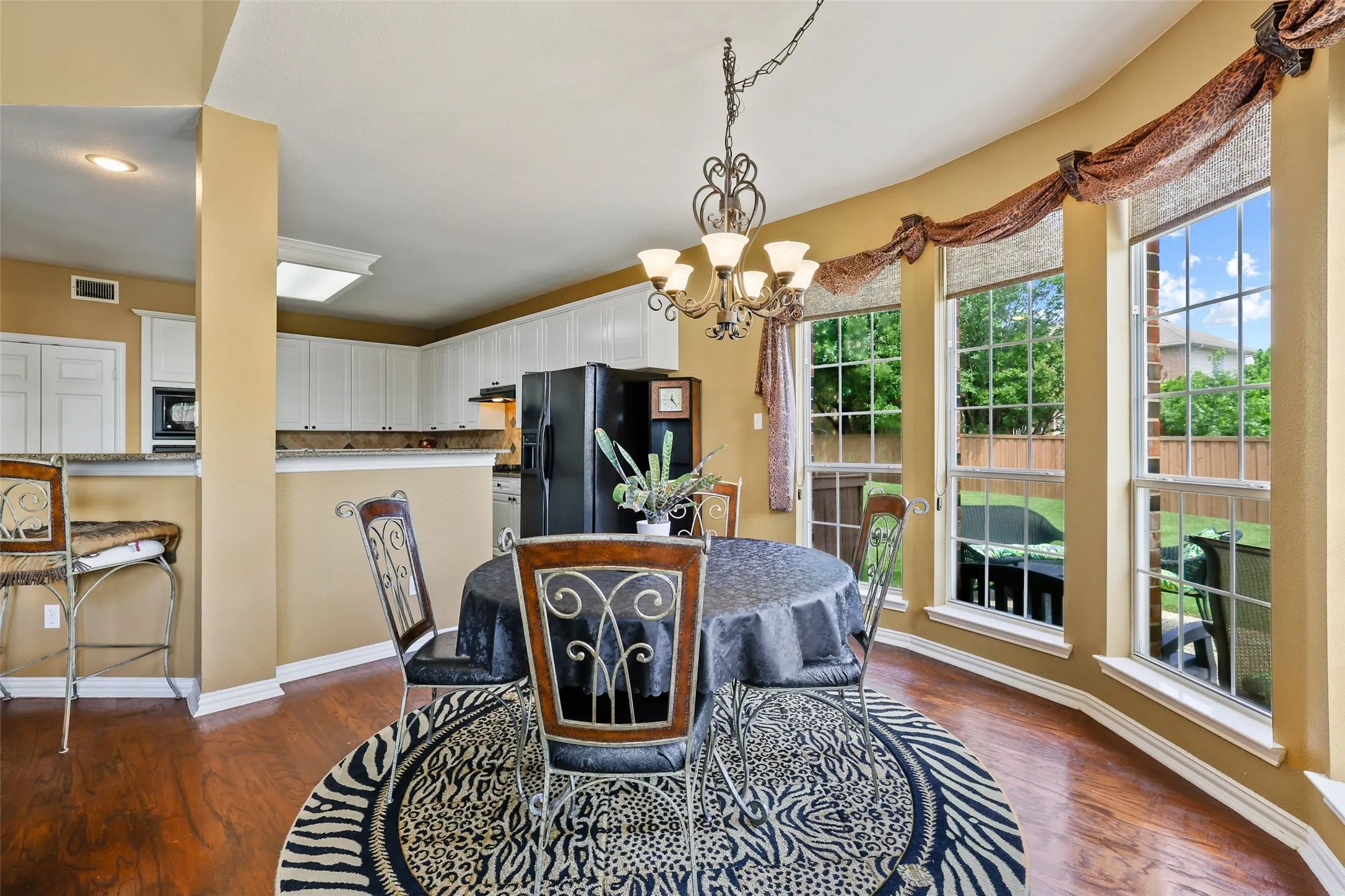 Breakfast nook overlooks the backyard