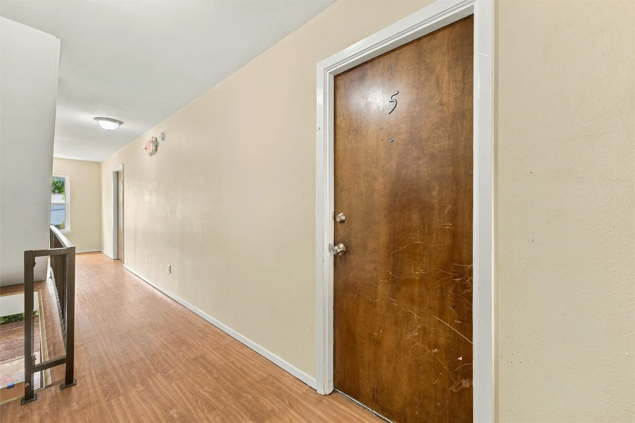 Wood-finish flooring in the hallway