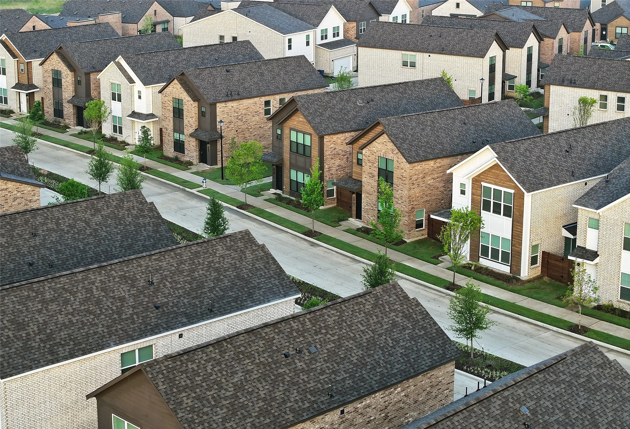 Aerial perspective of suburban area