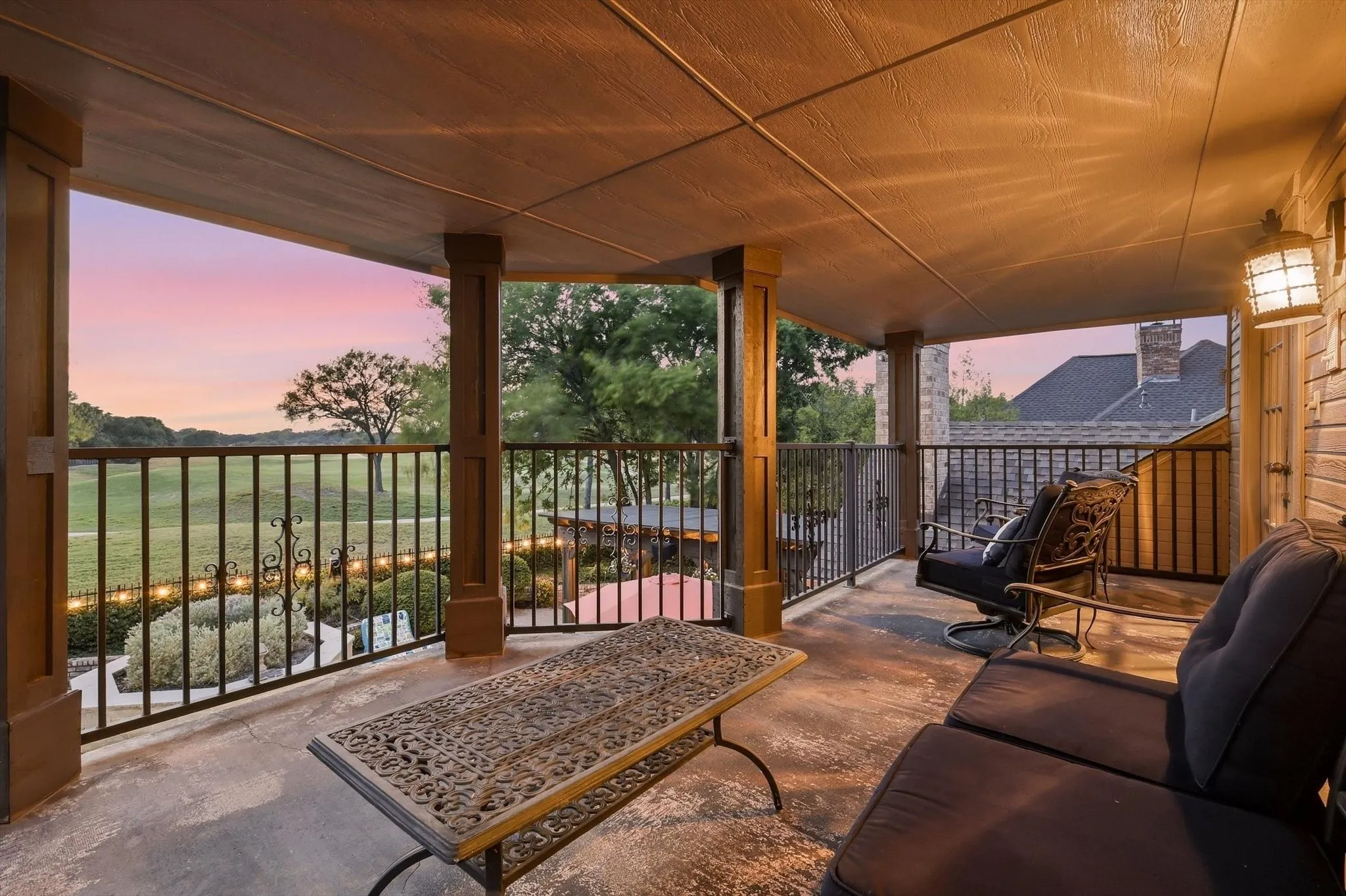 2nd floor balcony with spectacular views of the evening sunsets, #4 Fairway and backyard pool-spa.