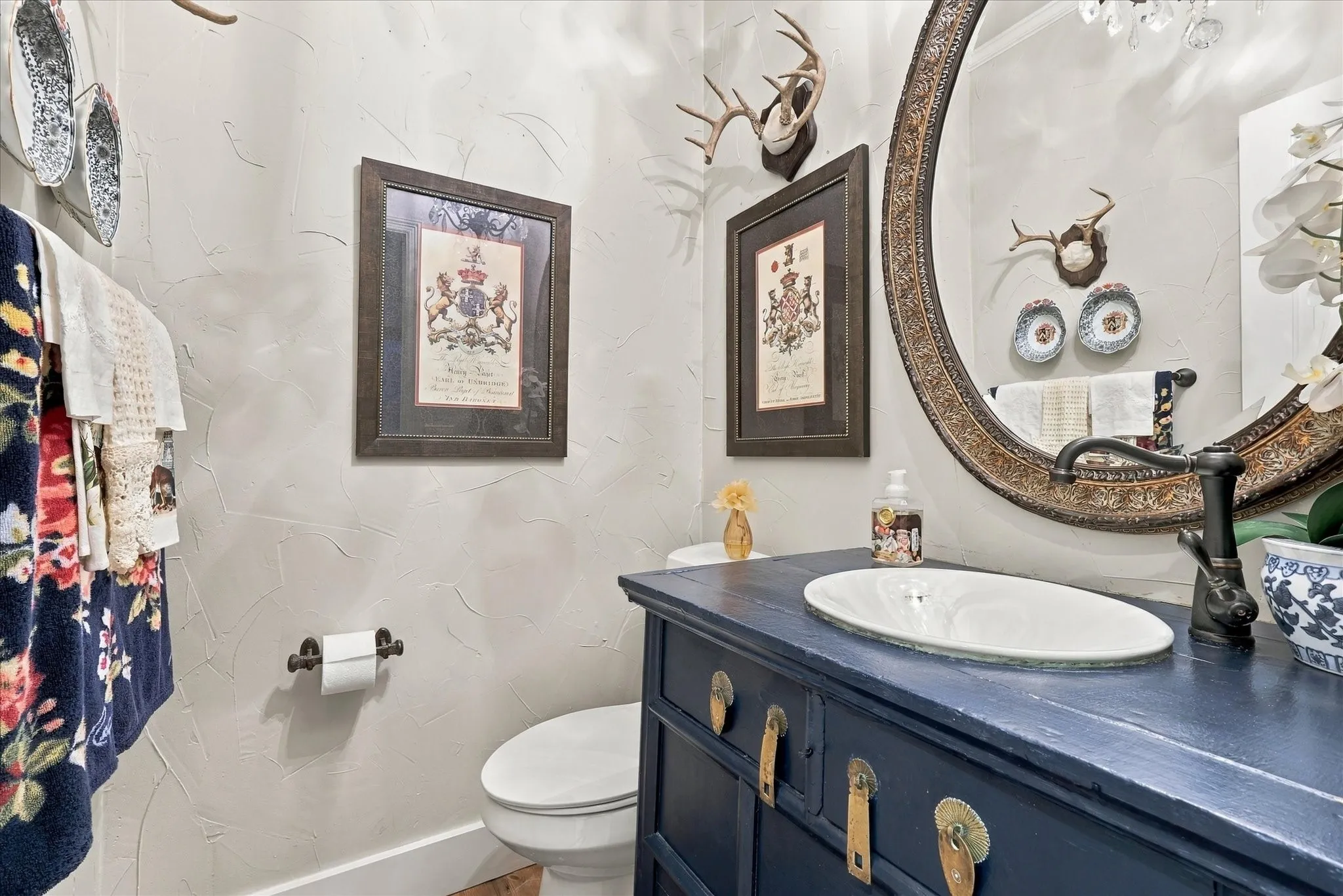 Downstairs half bathroom with designer touches