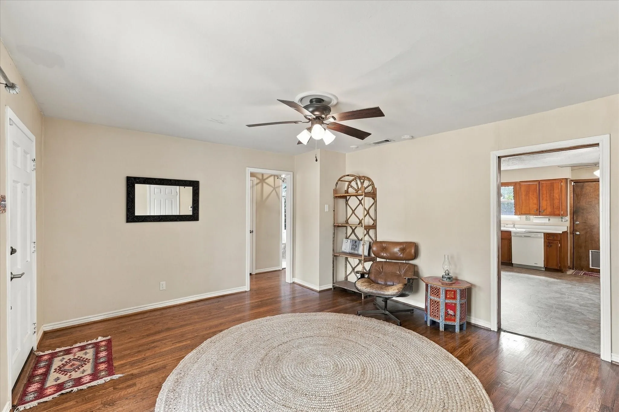 Access to kitchen and another large living space from living room