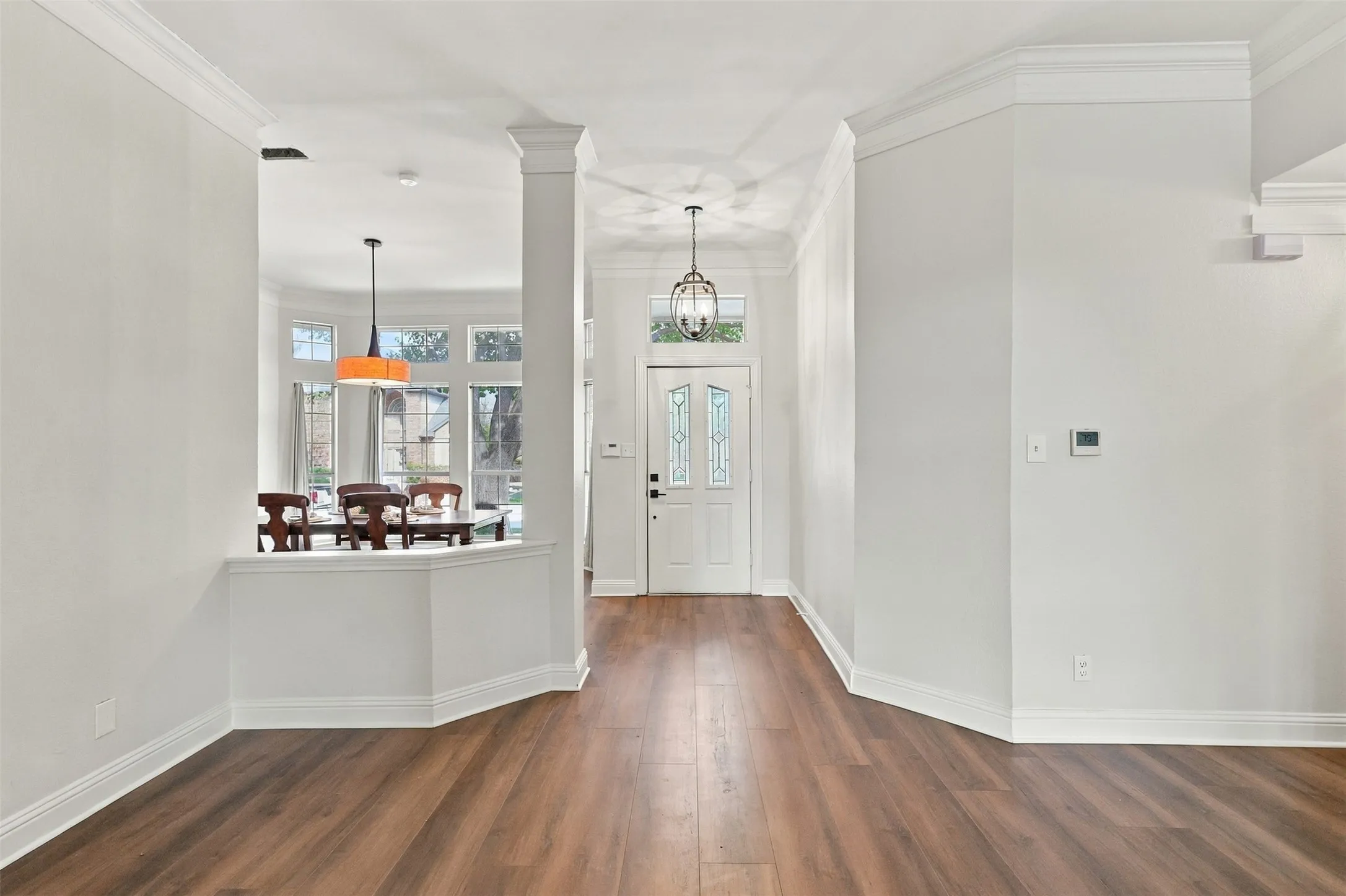Wood-finish flooring throughout
