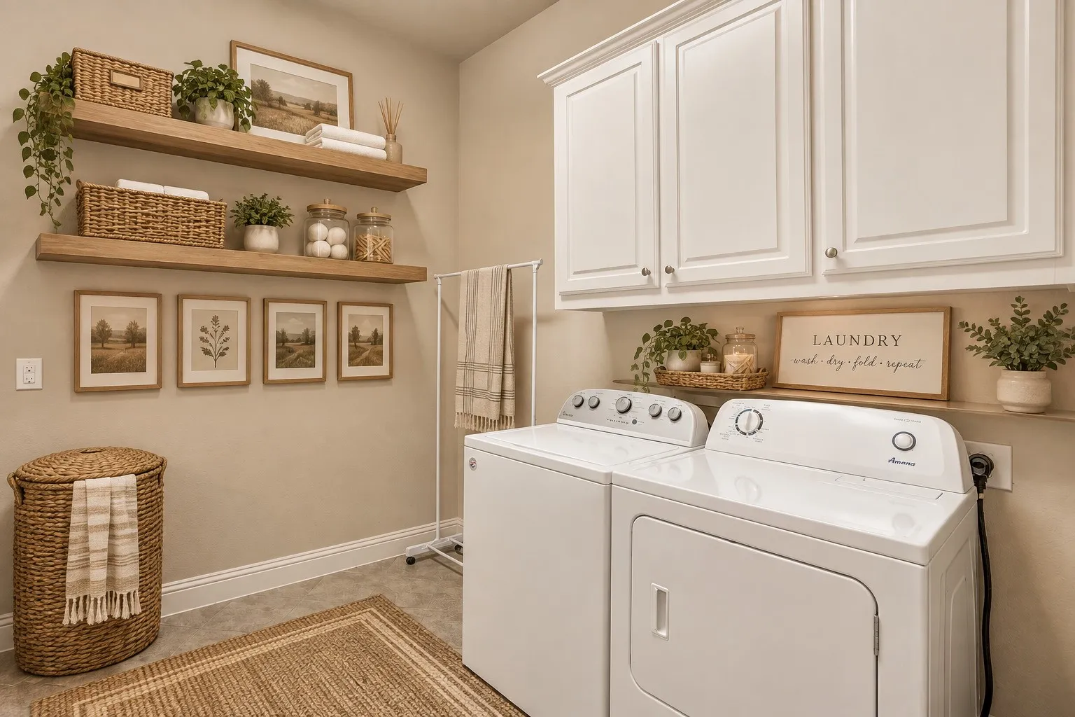 Laundry with room great storage and room  for a freezer