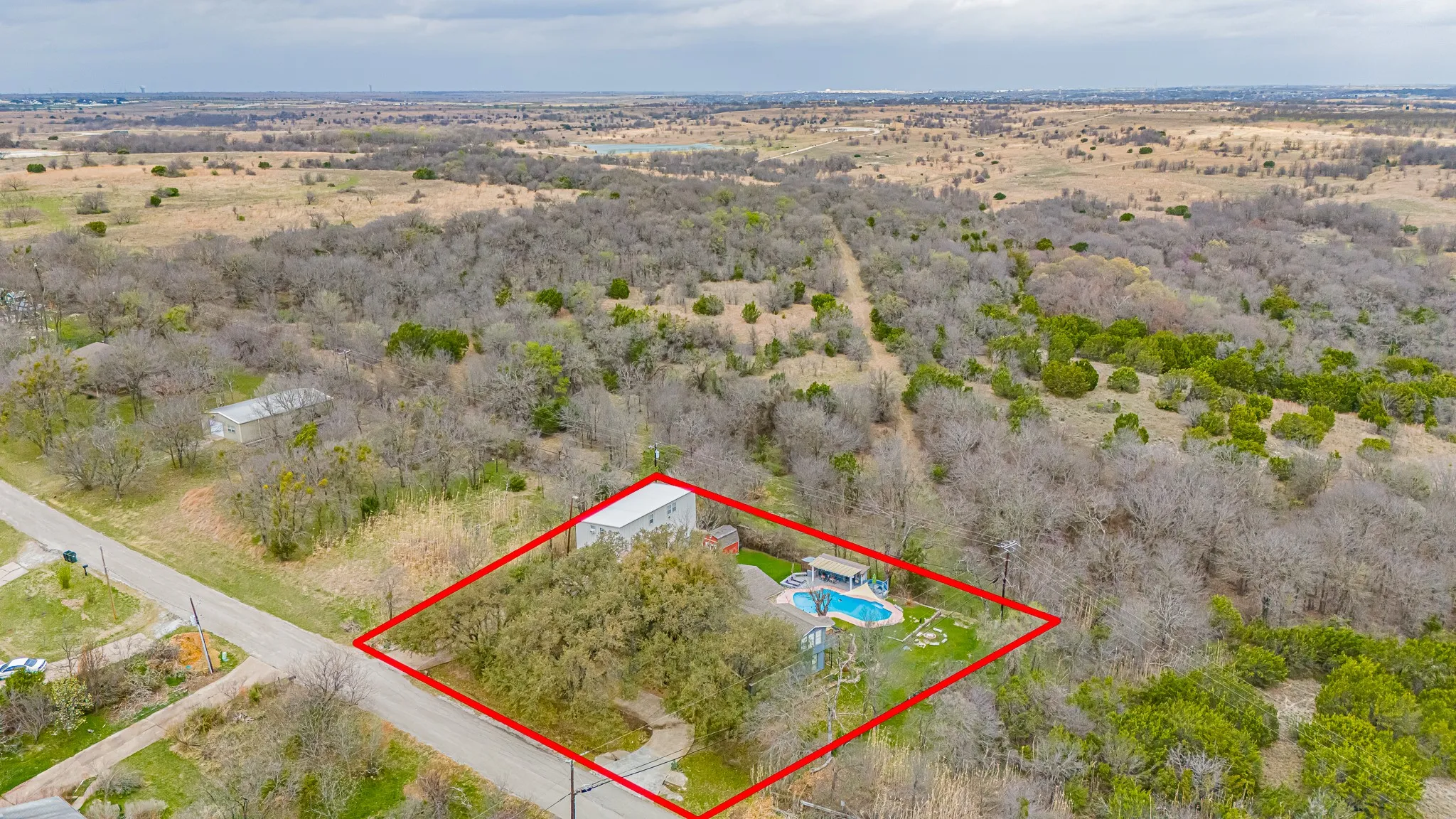 Aerial View of property with boundary lines