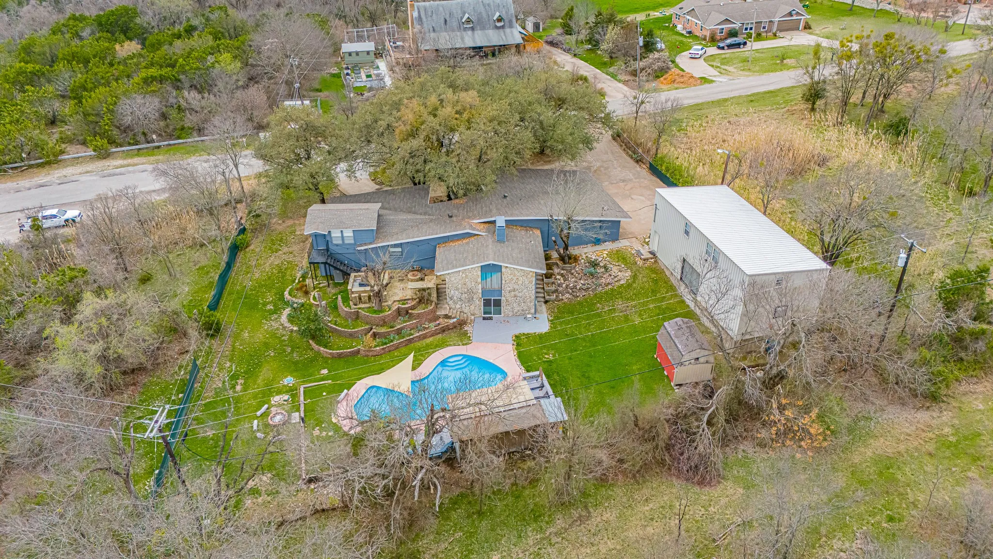 Aerial View, Back of property to Front