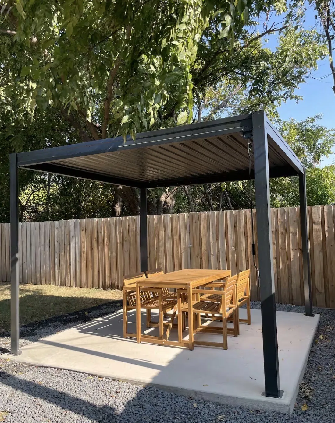 covered metal adjustable pergola.