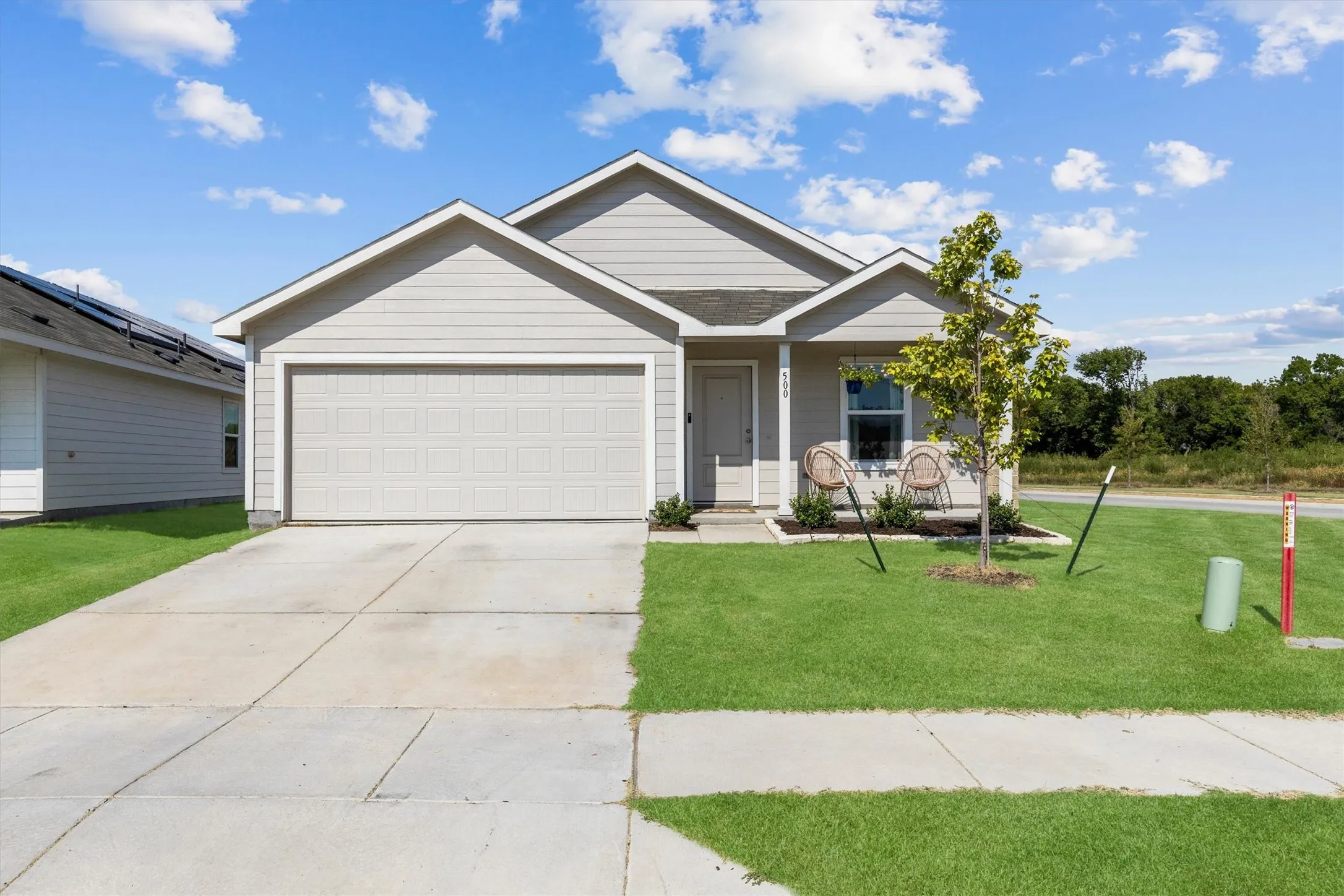 Front of home on a corner lot.