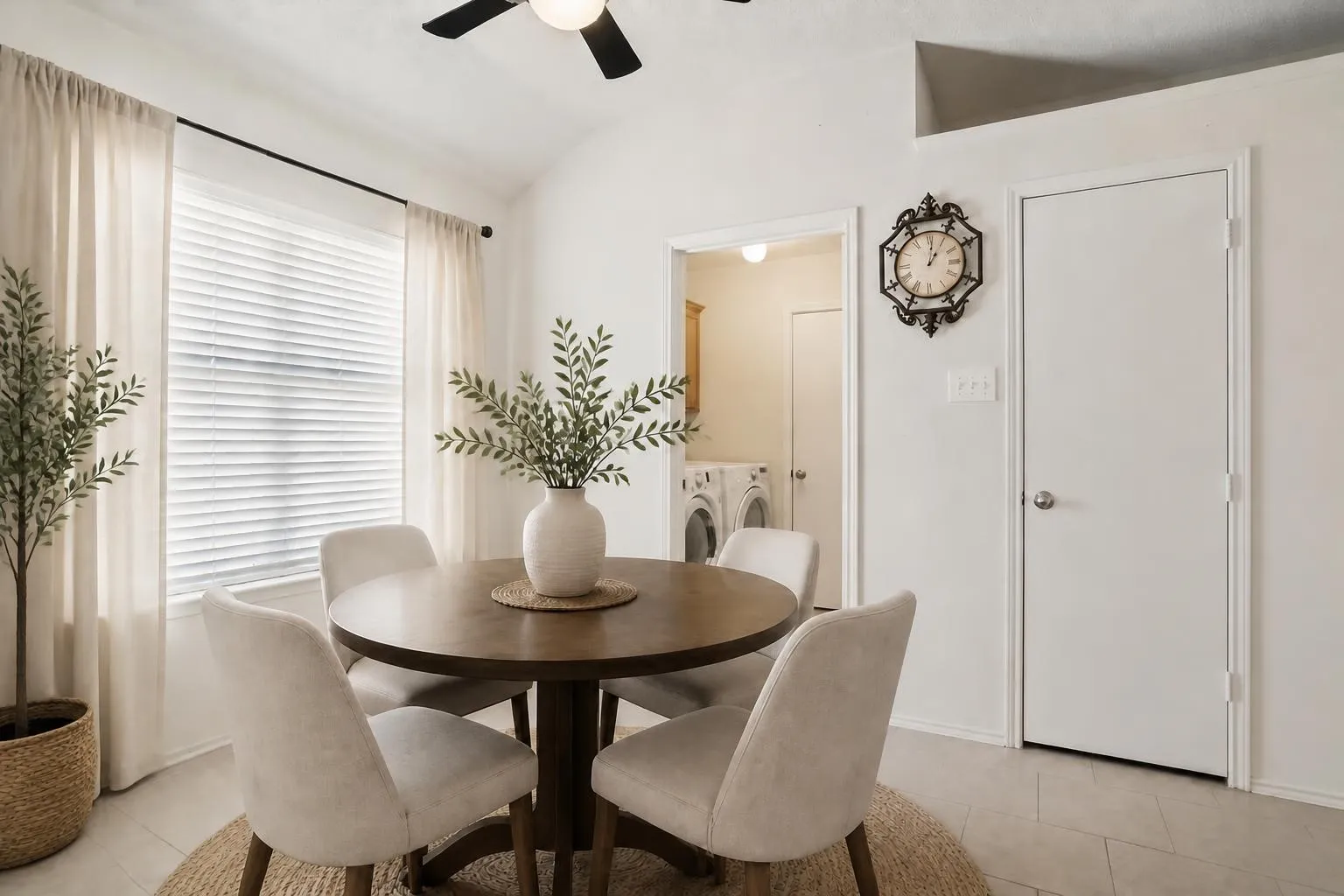 Bright and cheery breakfast nook Virtually staged dining area