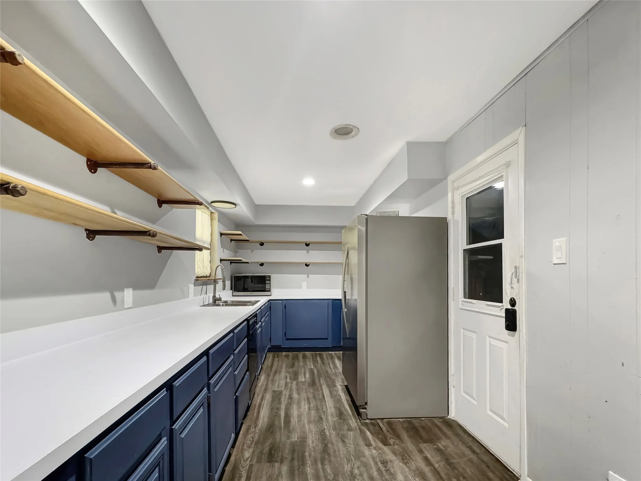 Newly installed shelves for extra storage