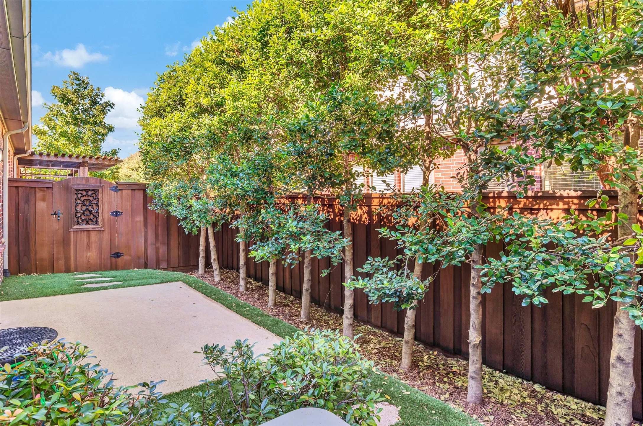 Set up an intimate table and chairs on the patio to dine al fresco, of a couple of lawn chairs to soak up the sun and laze away the warm summer days.  Add a firepit or chiminea and you have a space you can enjoy all year round!