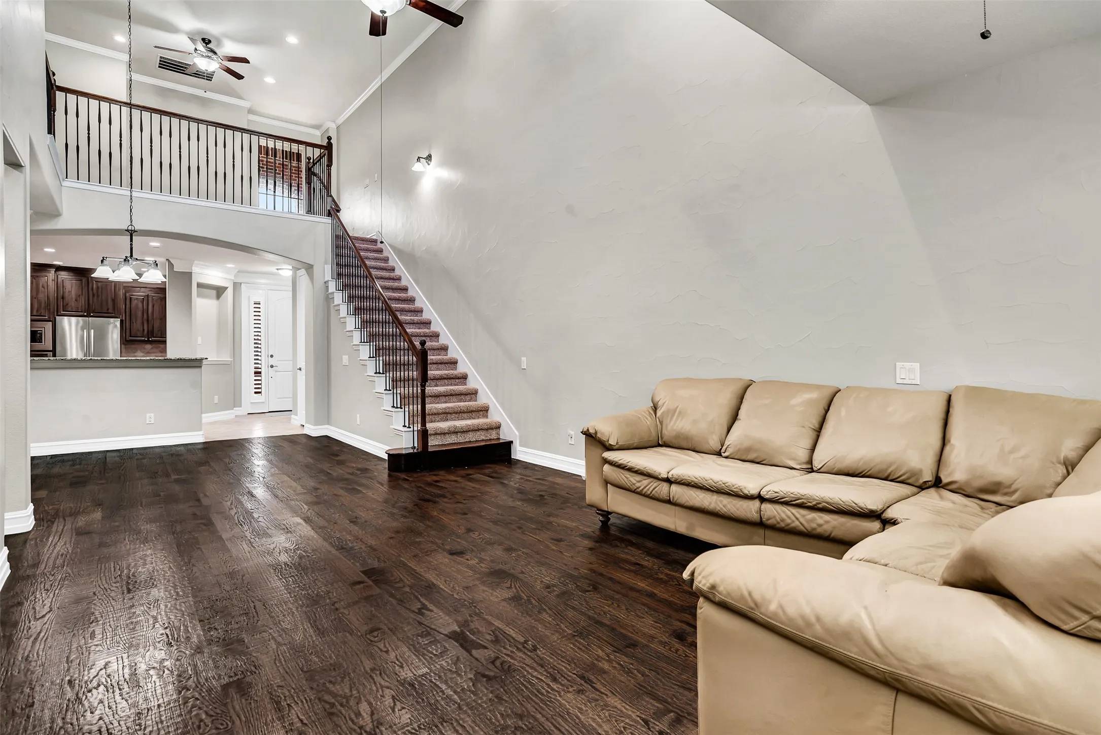 Since the rooms blend and flow so easily, you have a lot of versatility in how you use the space. Make it your own! Sofa and Large Print in garage can stay or go! New tenant decides.