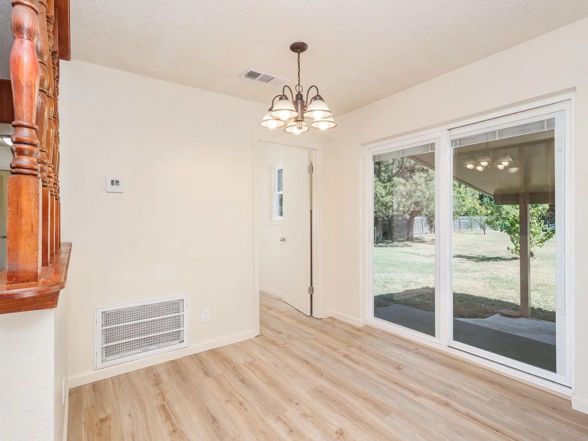Dining area with great view of backyard