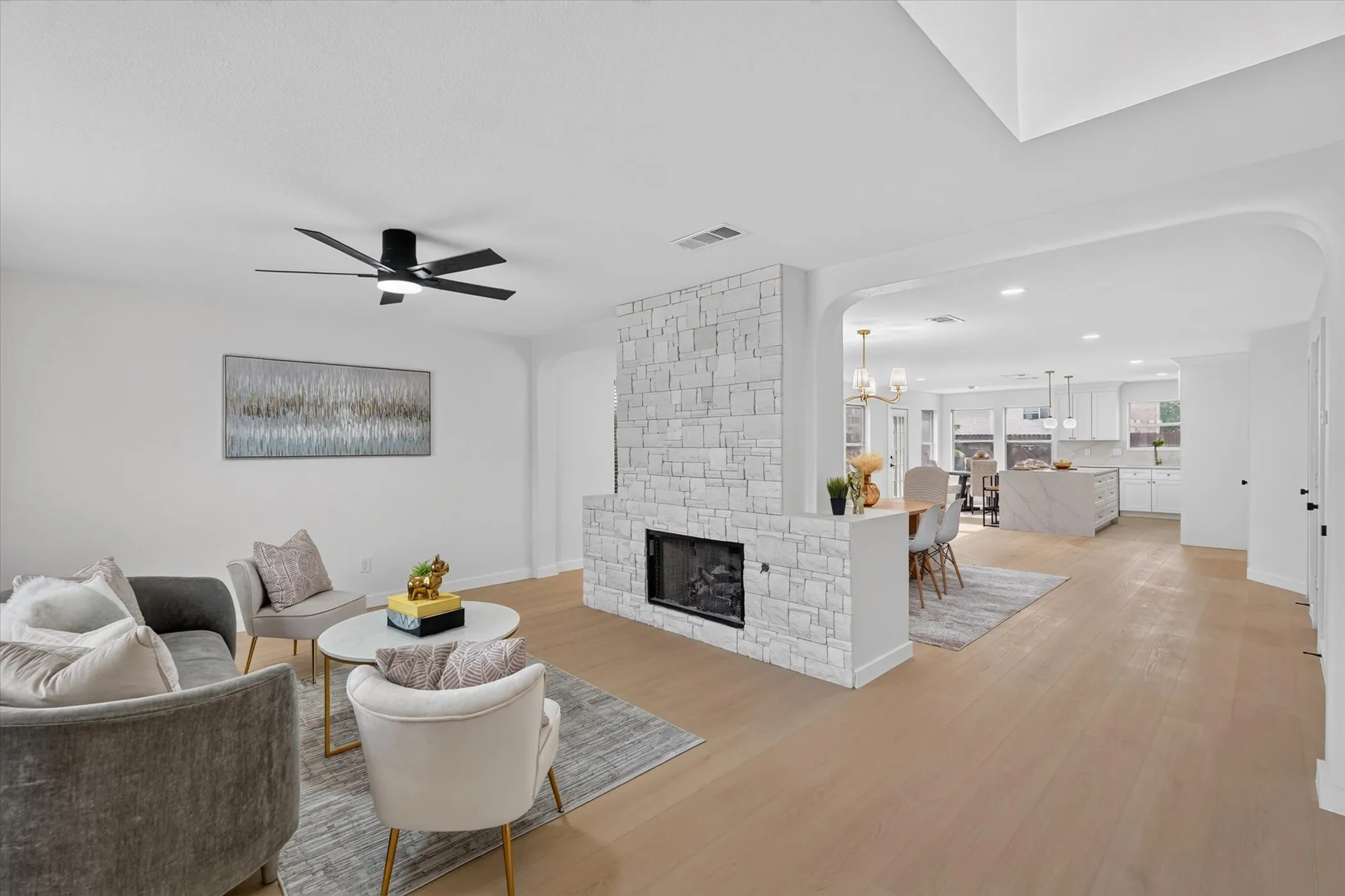 Living room gas fireplace