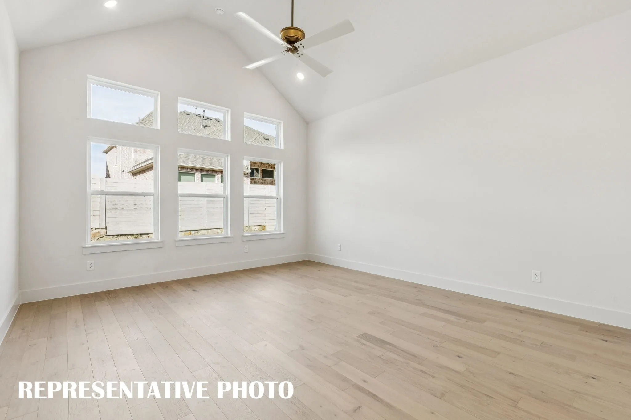 The beautiful color palette continues into your dreamy owner's suite which is located at the rear of the home for additional privacy.  REPRESENTATIVE PHOTO