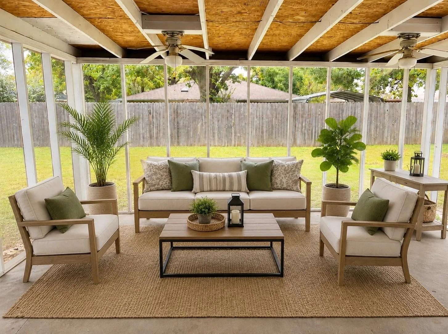 Virtually staged screened in porch