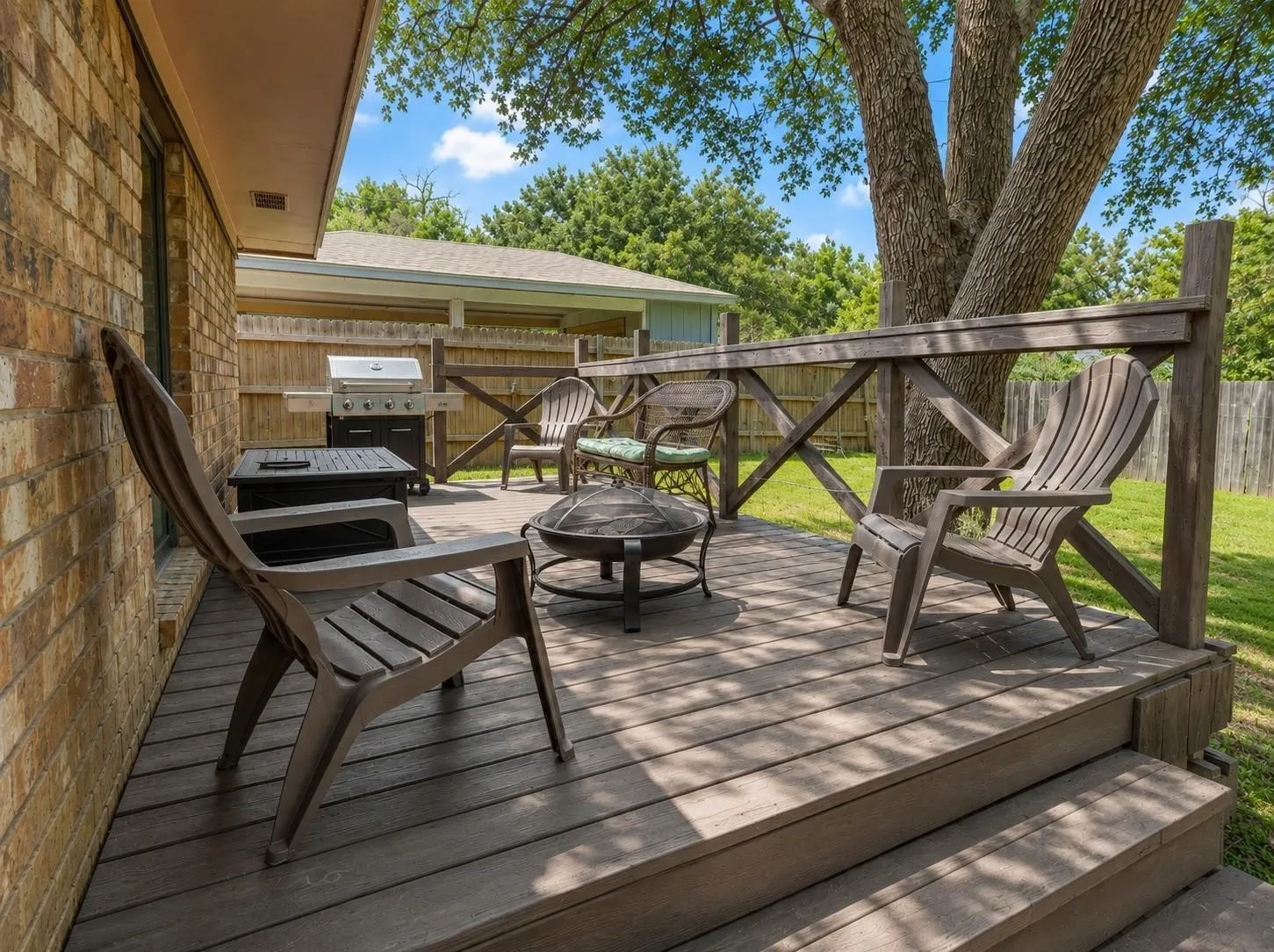 Deck overlooking the backyard
