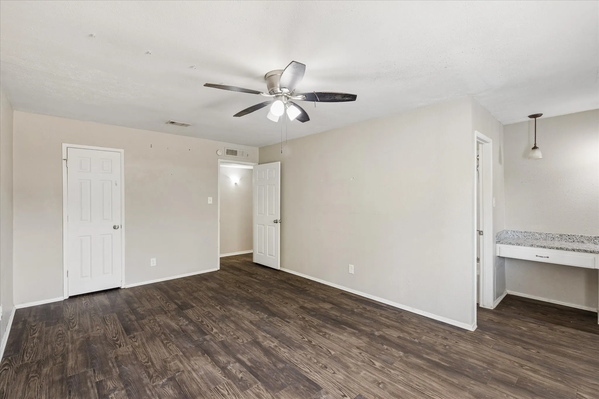 With a vanity area