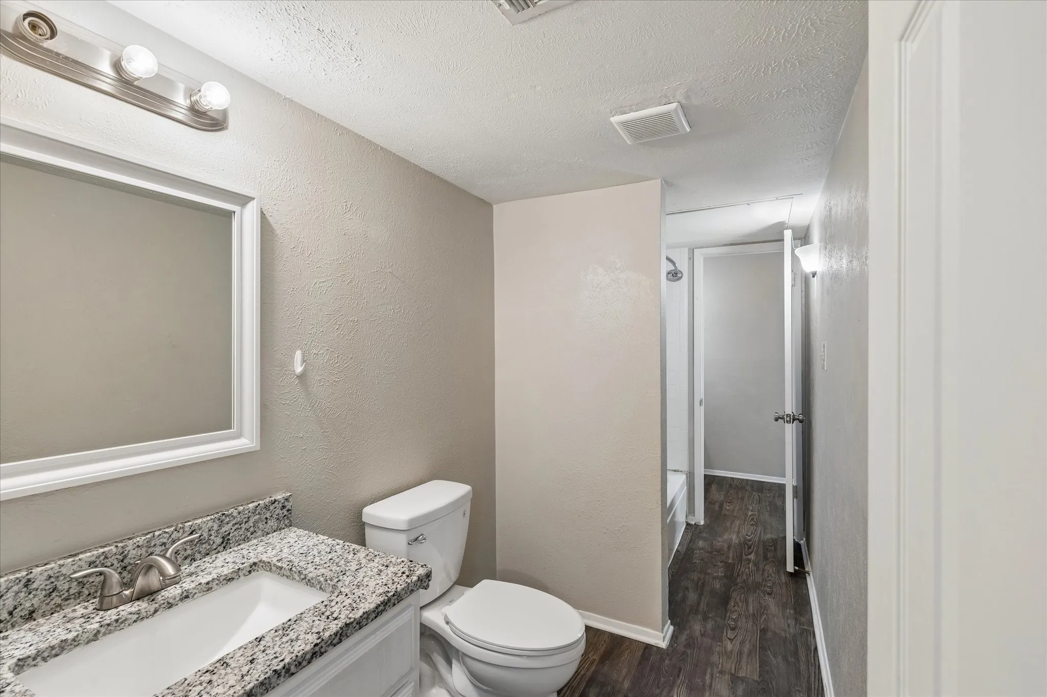 Good-sized bathroom for both bedrooms and guests
