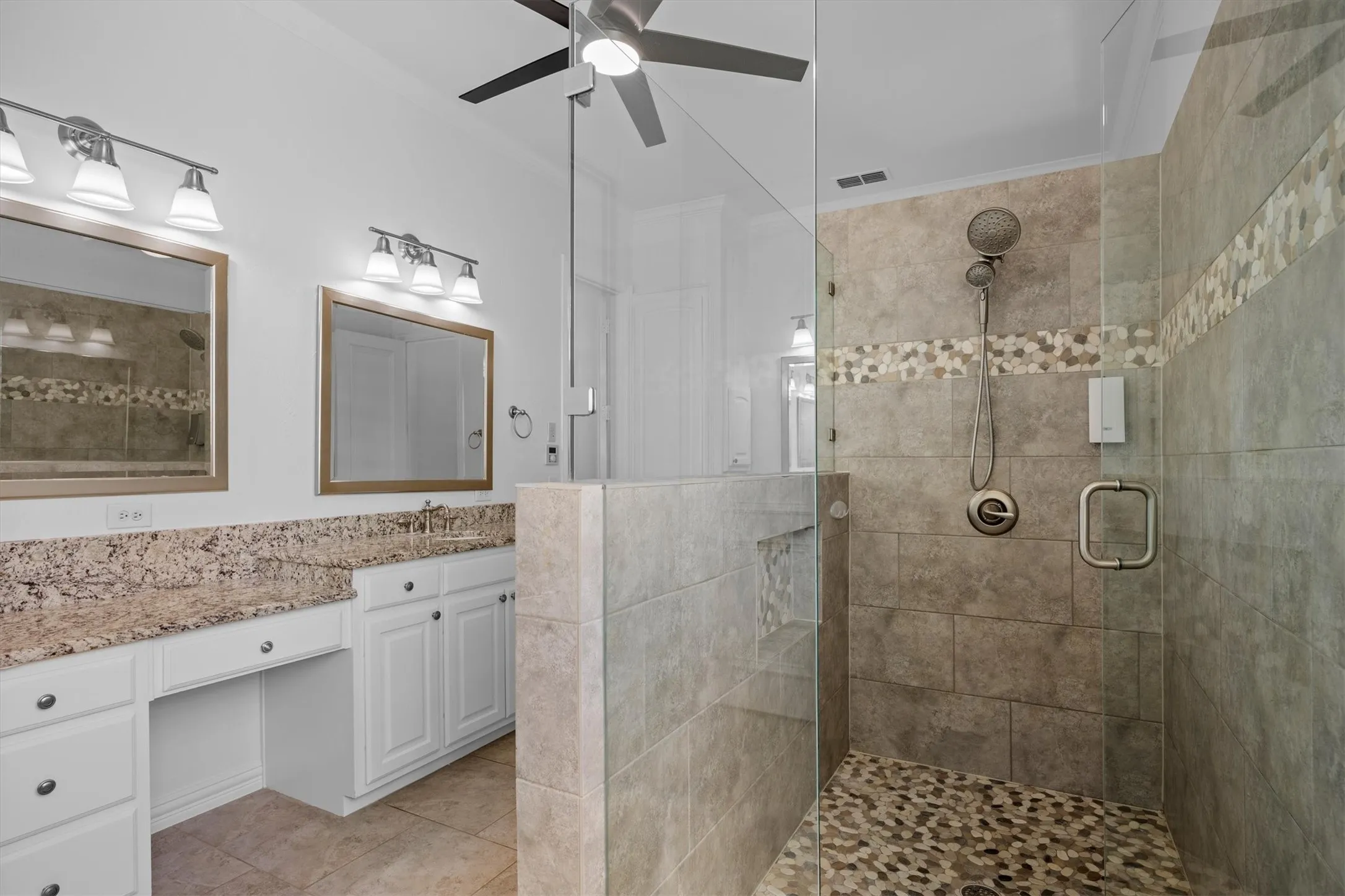 Nicely updated bathroom with an oversized shower!