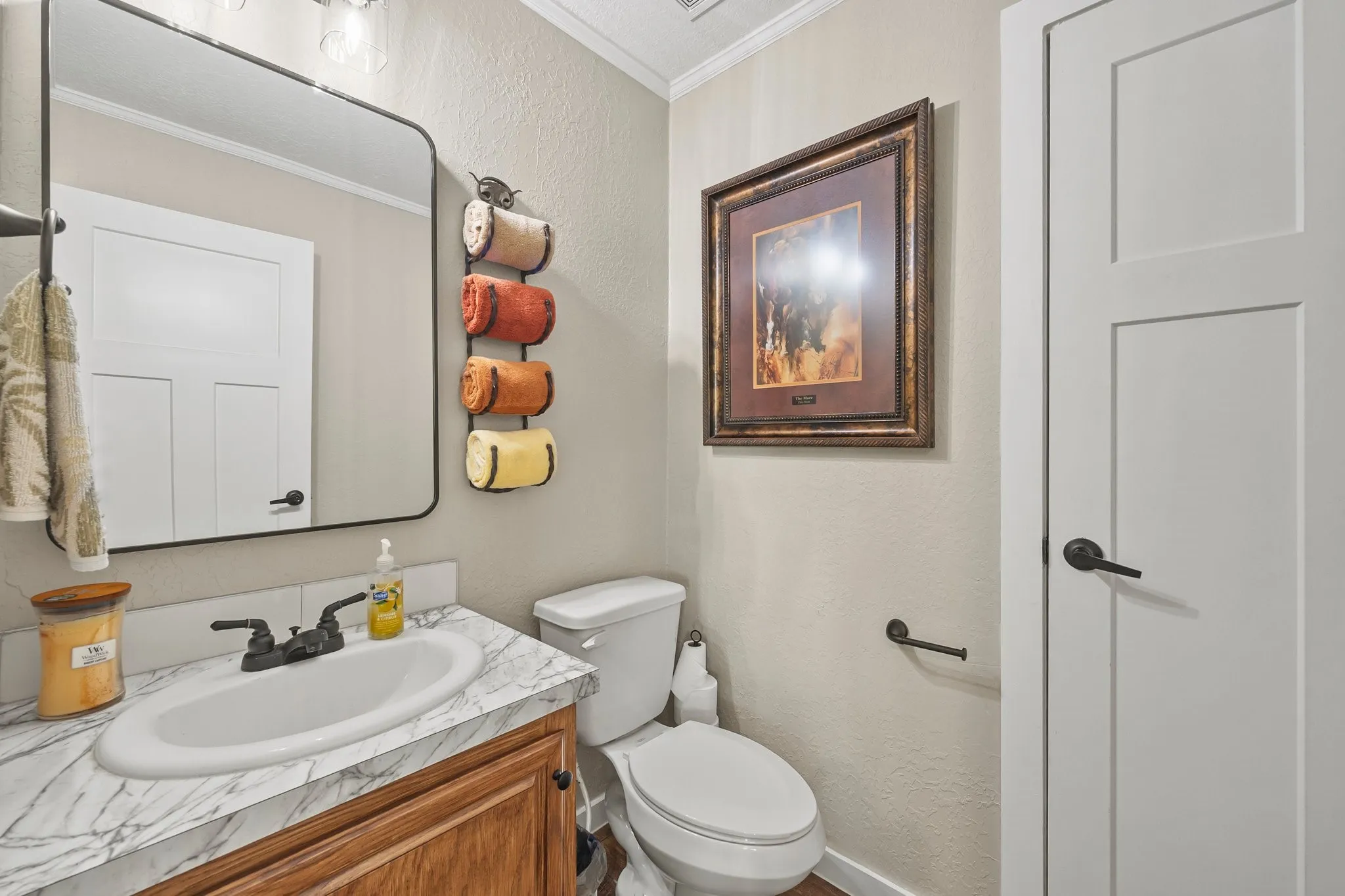Half bathroom with closet