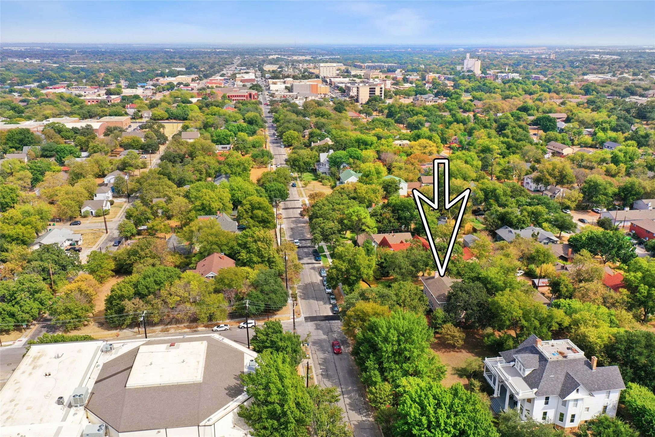 View east from the home to downtown Denton