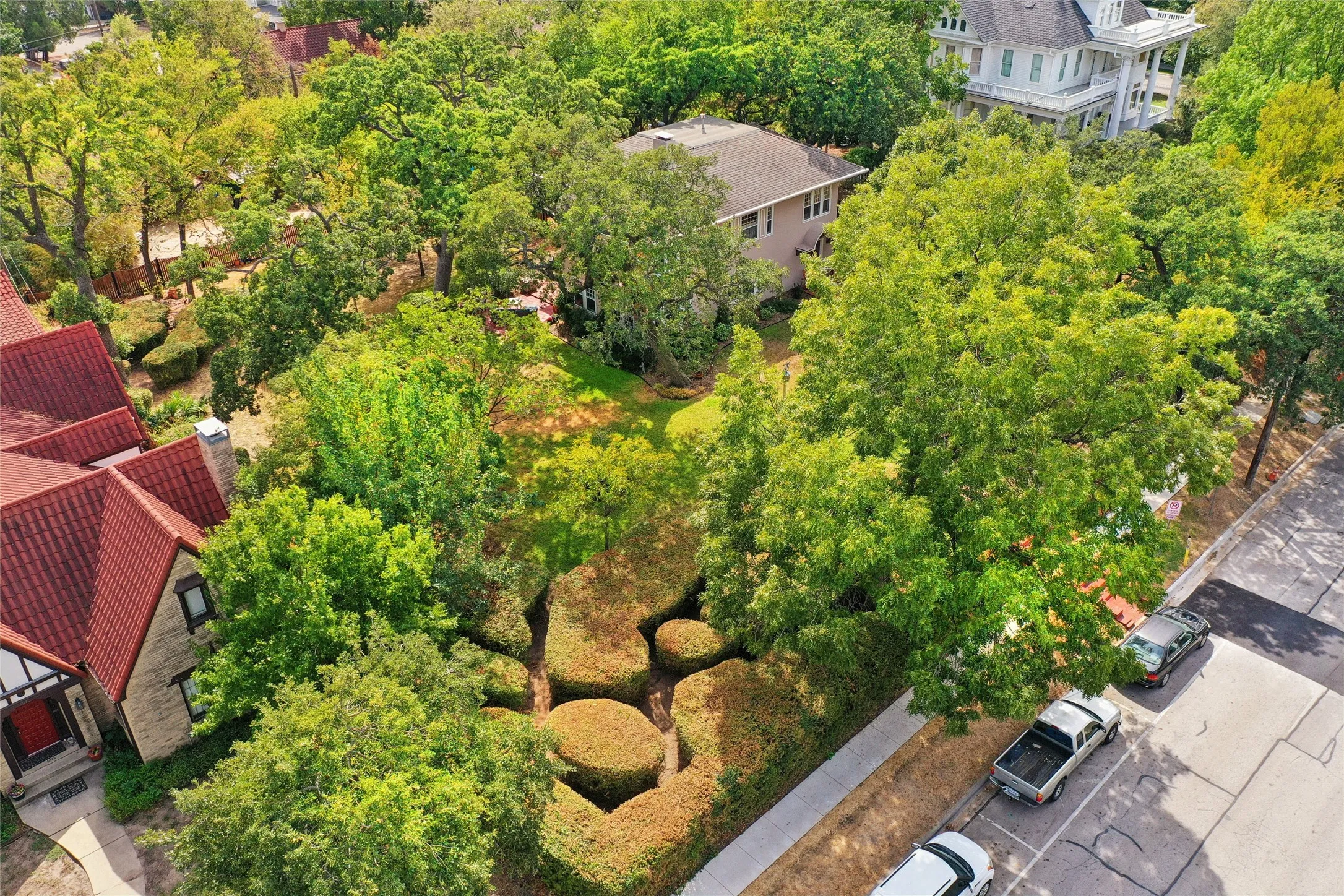 View of hedge maze on the property