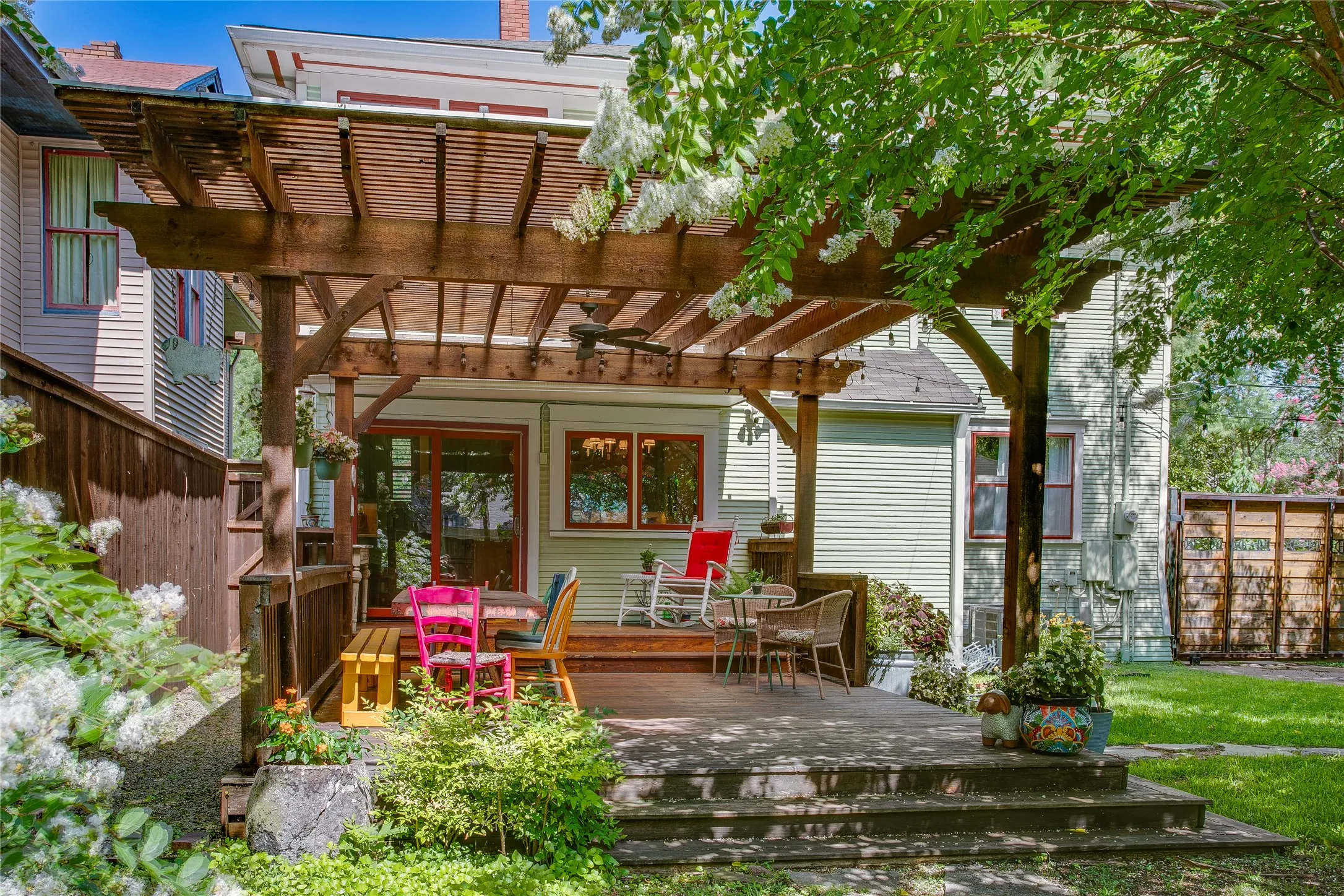 Pergola covered deck
