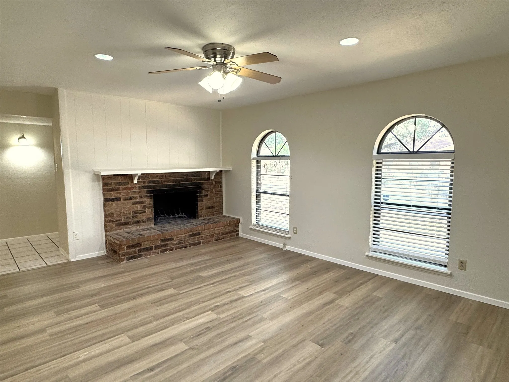 Beautiful windows brighten the living room