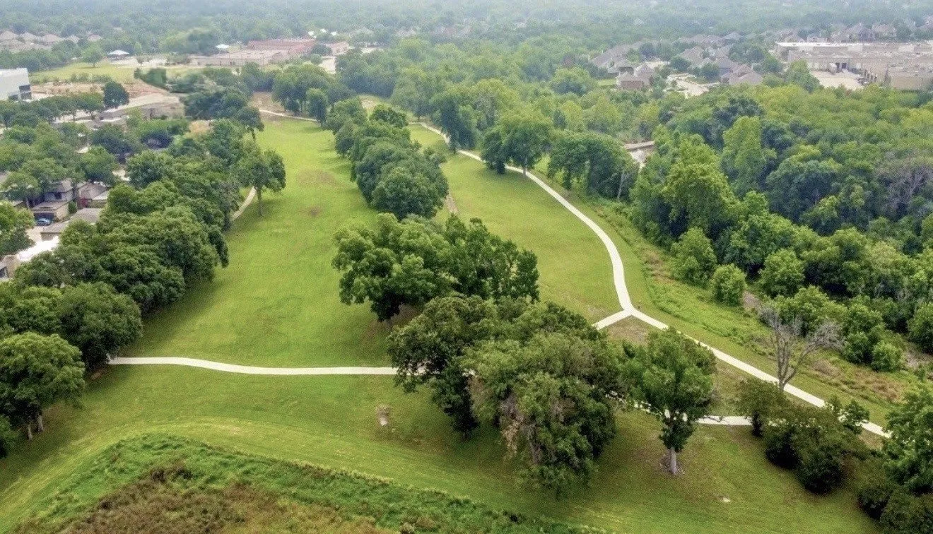 aerial view of townhomes backed up to the former great southwest golf course