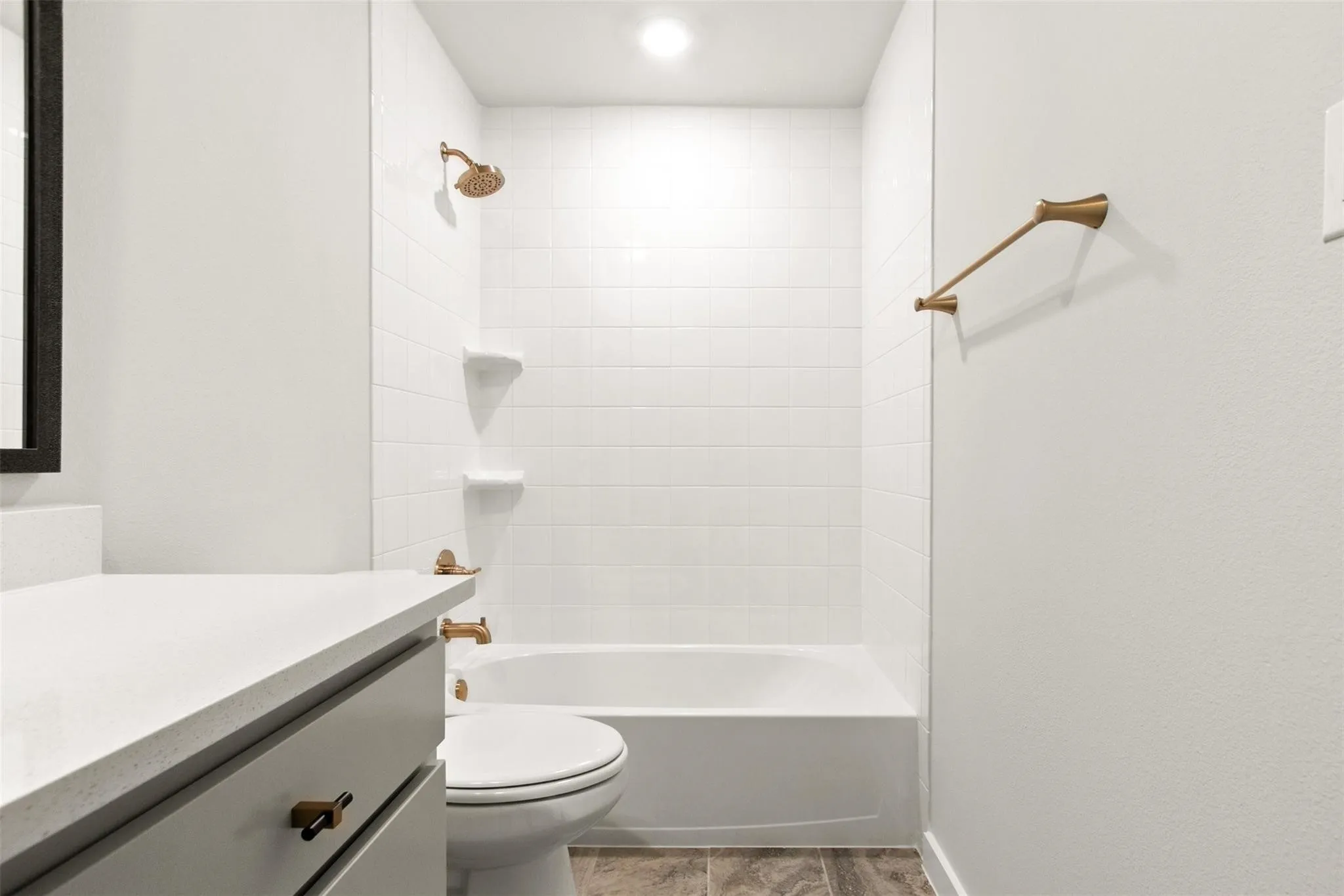 Full bathroom with vanity and shower / bath combination