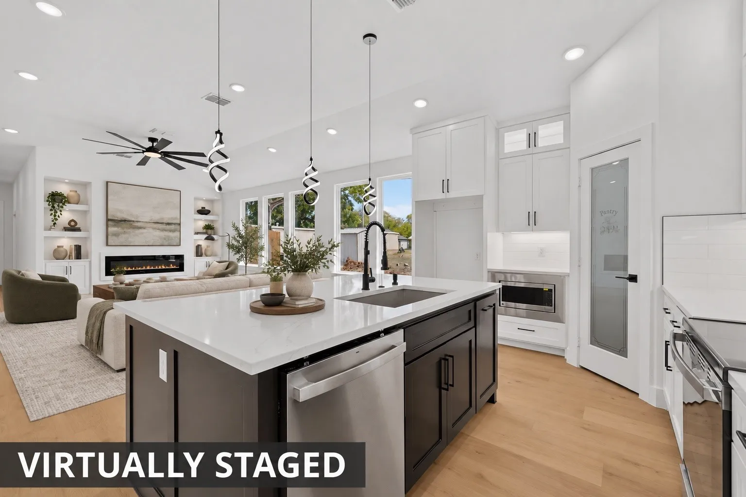 Open-concept kitchen and living area