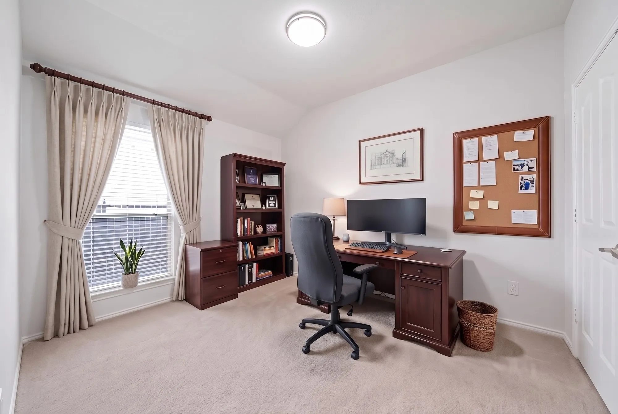 virtually staged bedroom with visualized white walls and ceilings
