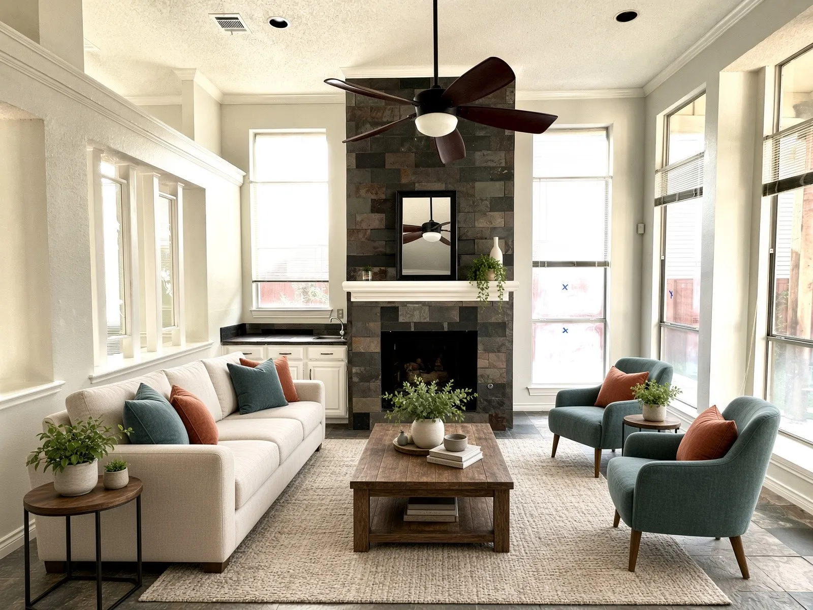 family room staged