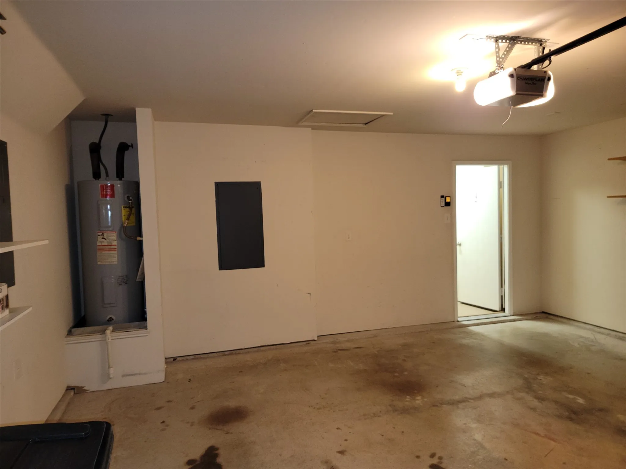 Water heater conveniently located in the garage.