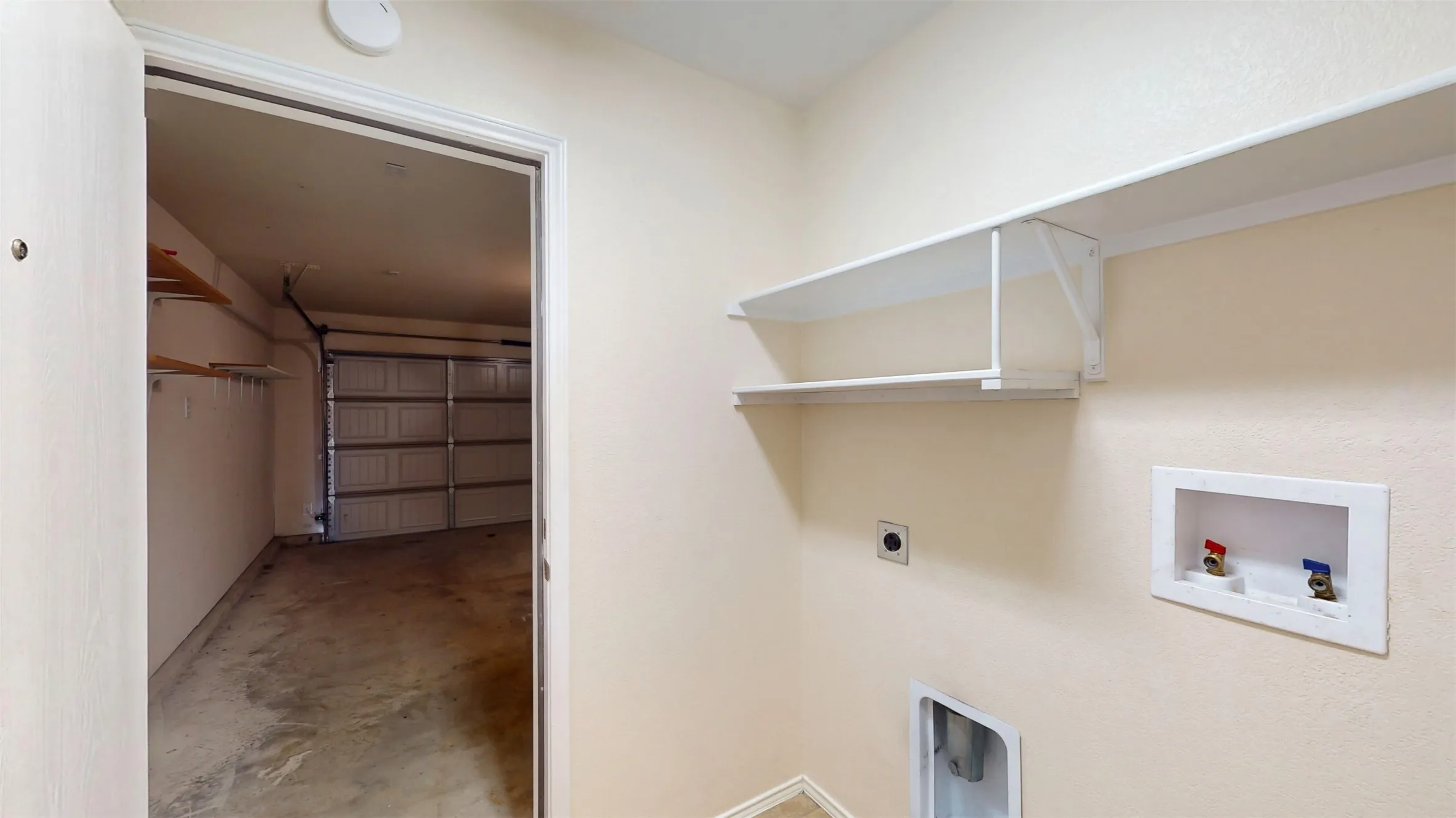 Interior garage entry.