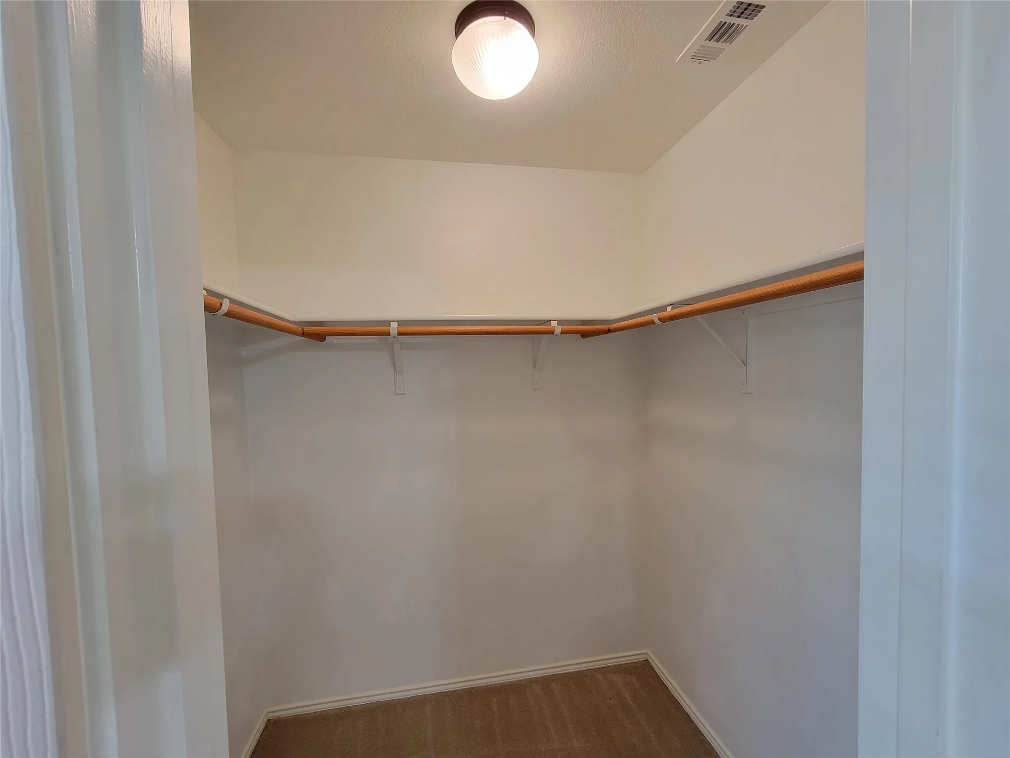 Spacious, lighted, walk-in closet.