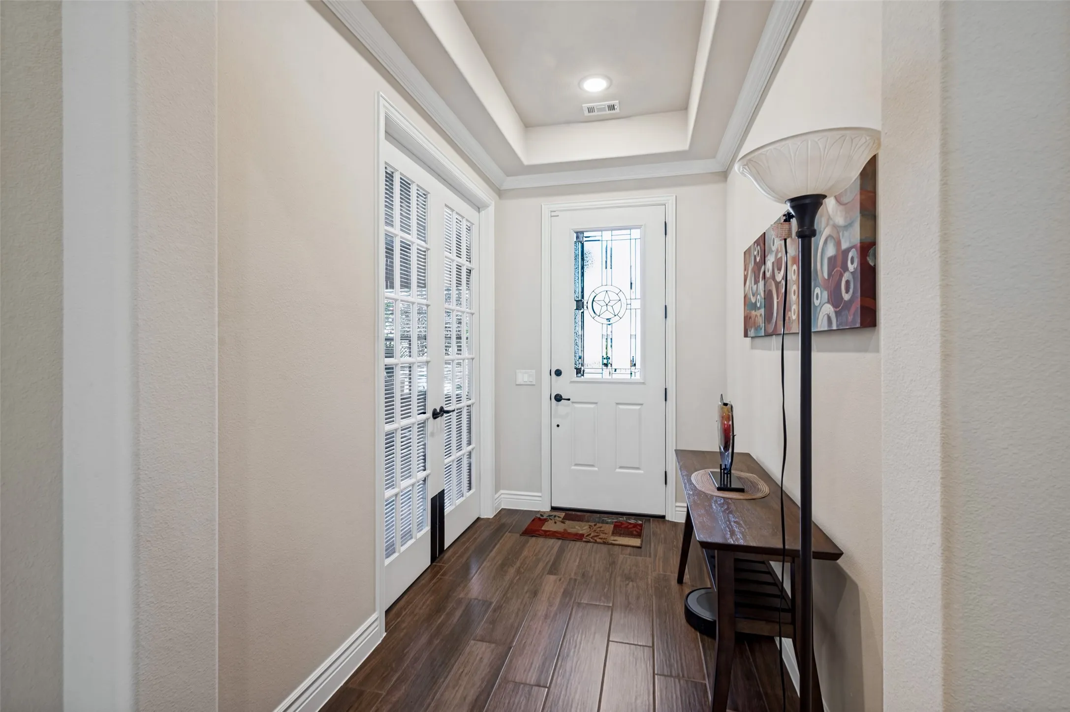 Entry shows French Doors to Office or Den