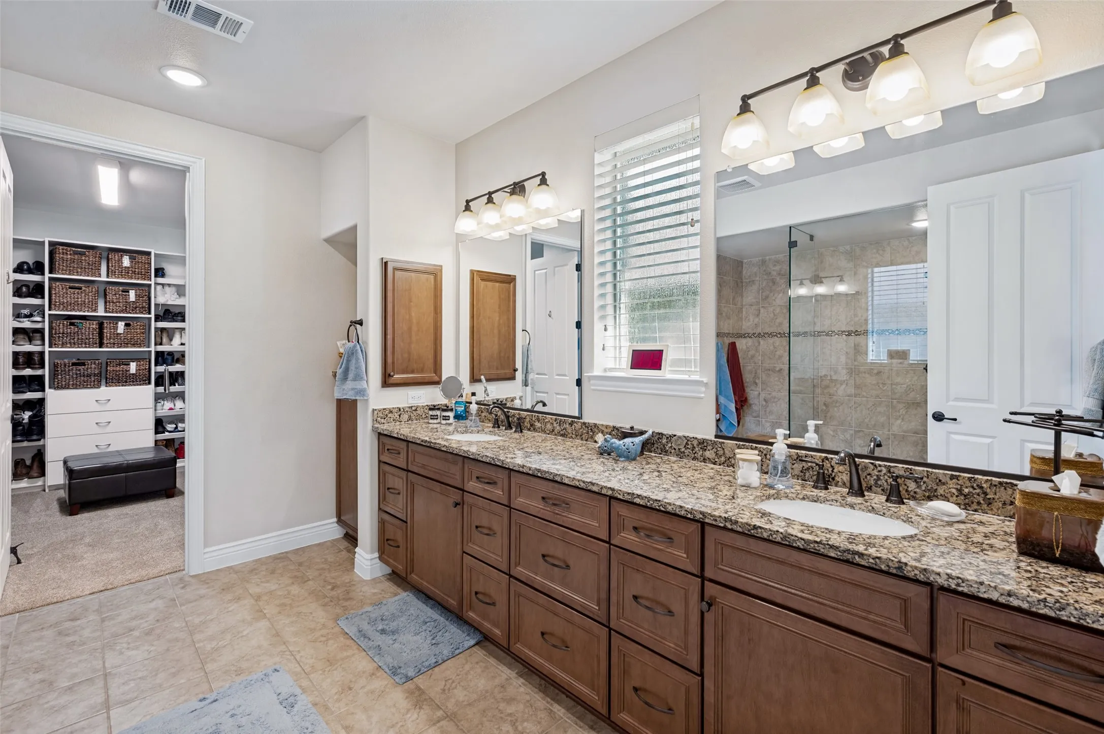 Lots of great storage in this primary bathroom
