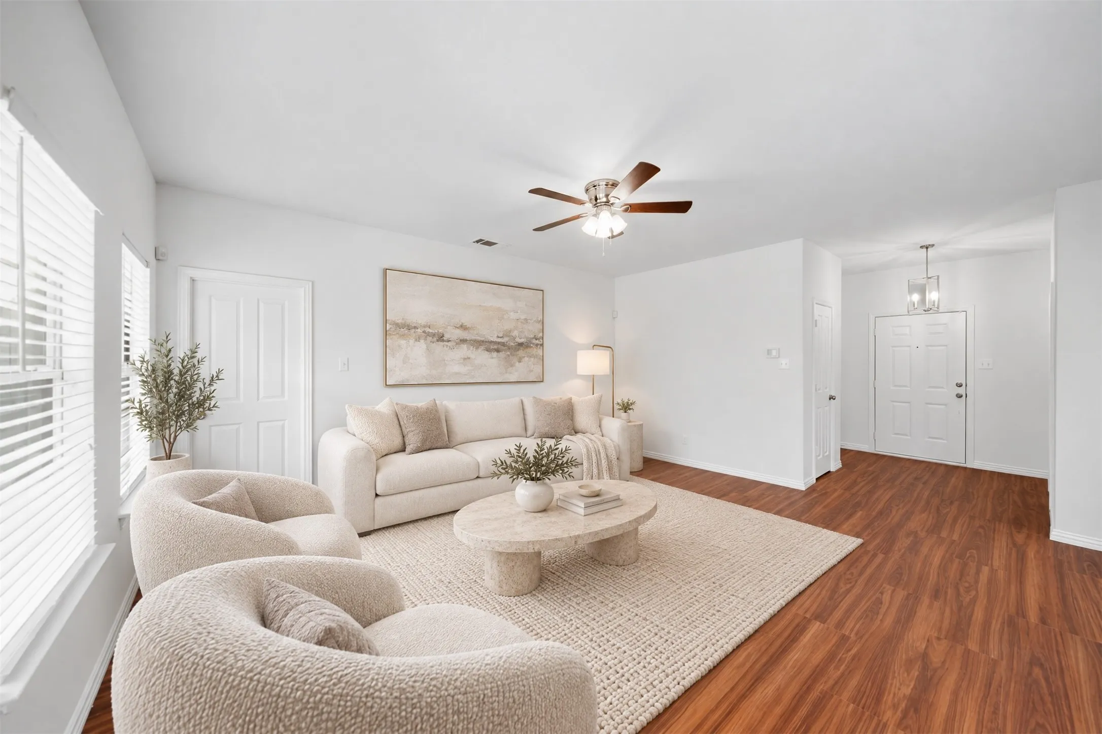 The heart of the home brings the family room, kitchen, and dining area together in one inviting space—perfect for sharing a meal, catching up at the end of the day, or welcoming friends over.
Virtual staged