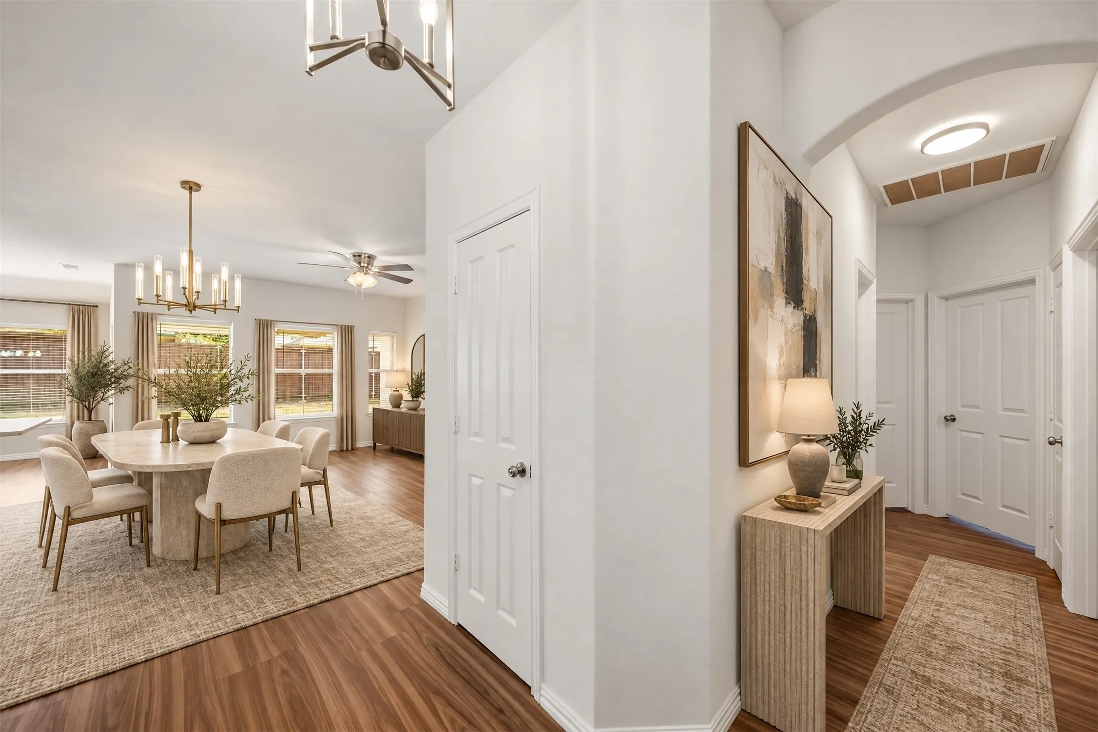 A welcoming entrance leads naturally to the bedrooms and opens into the spacious family room, giving the home a comfortable, easy flow from the moment you step inside. Virtual staged