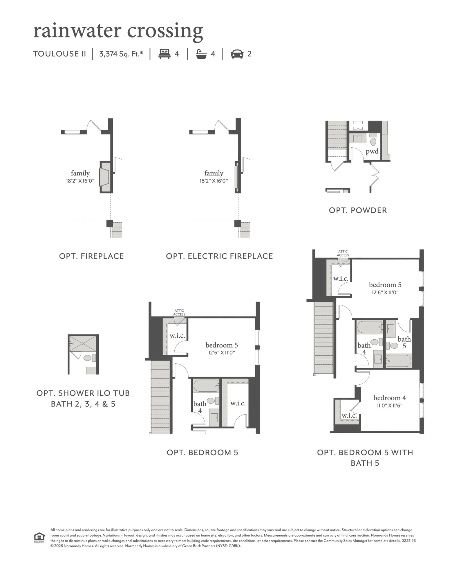 This outstanding home features elevation A, electric fireplace, shower ILO tub for bath 2, 5th bed & bath plus so much more!