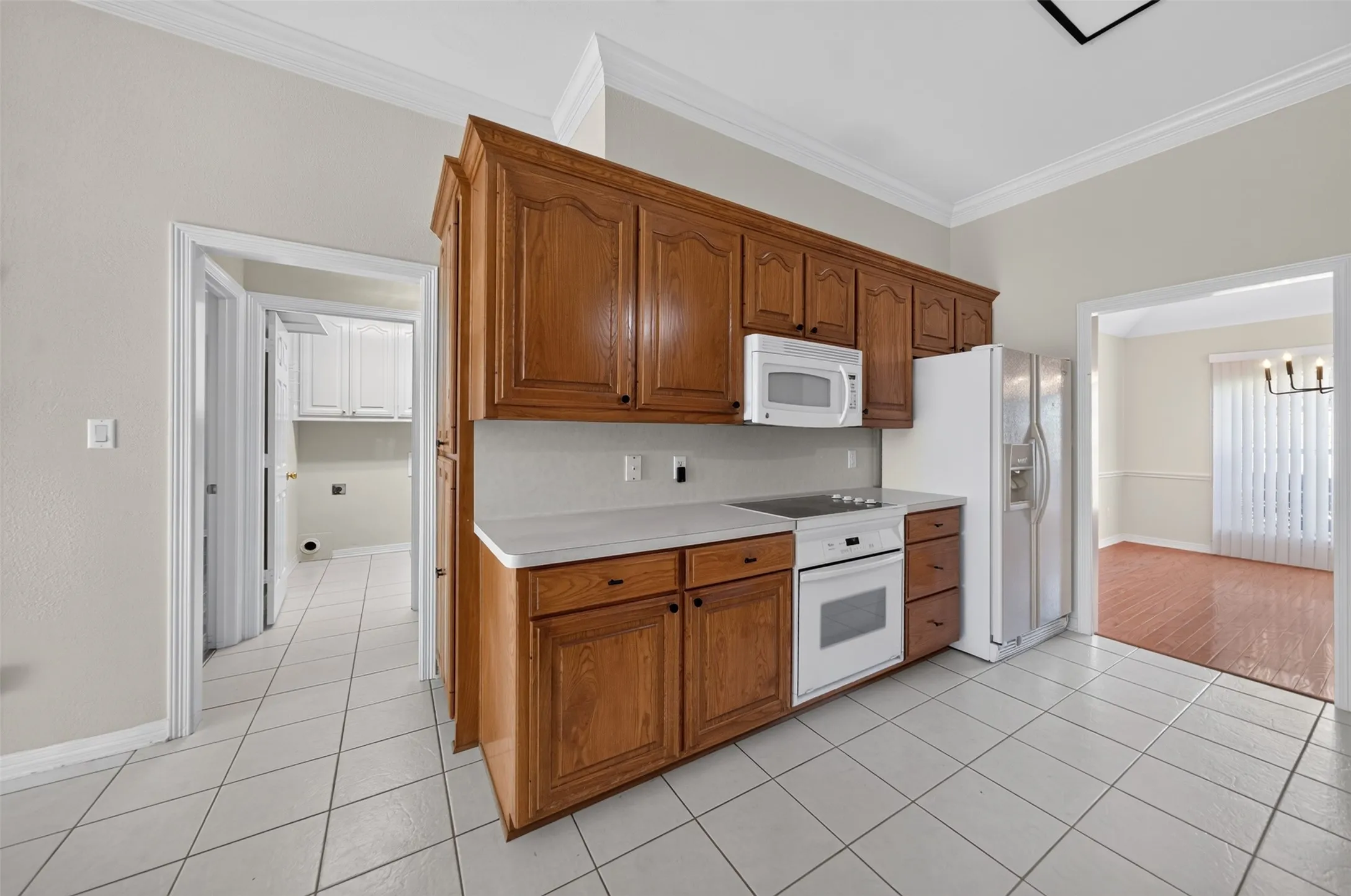 View of Kitchen with the Microwave and Slide In Electric Range