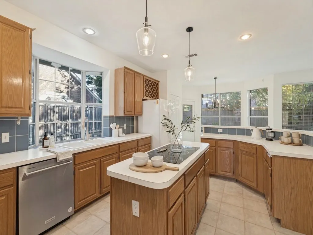 Kitchen with virtually staged accents