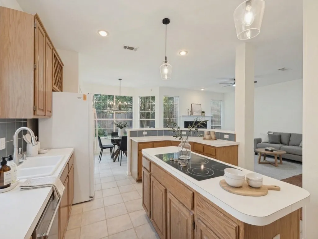 Kitchen with virtually staged accents