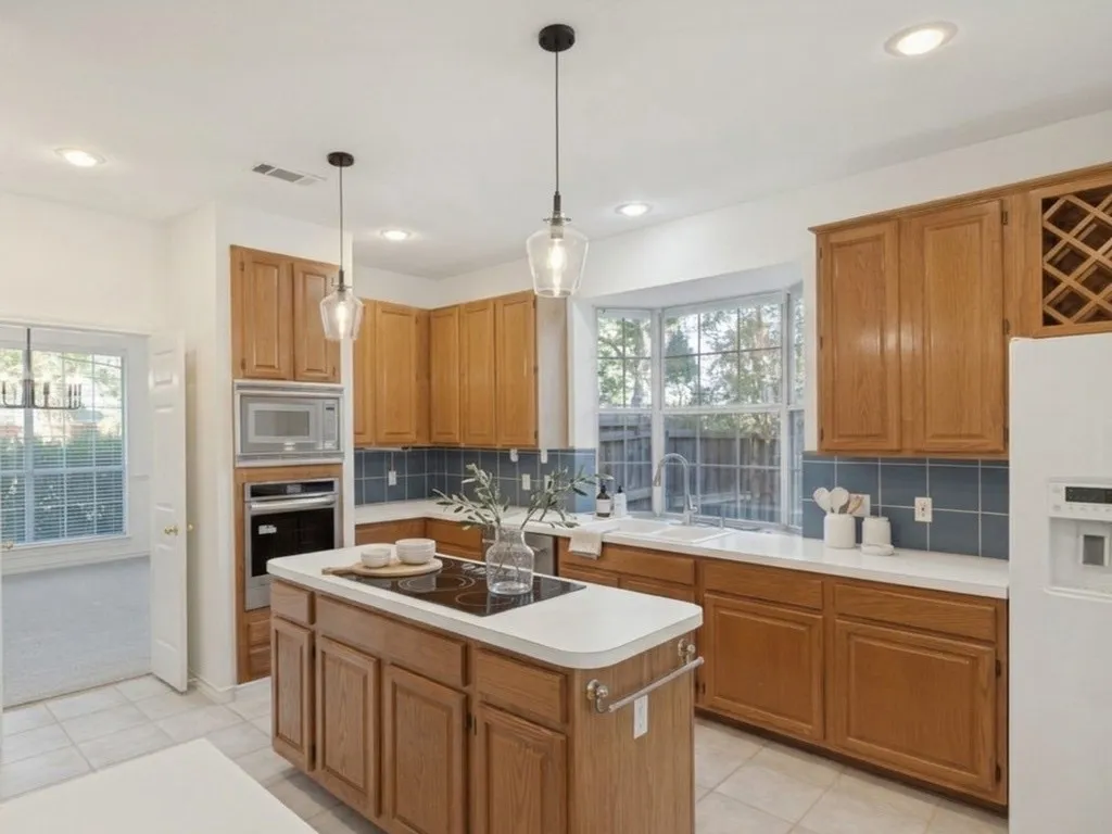 Kitchen with virtually staged accents